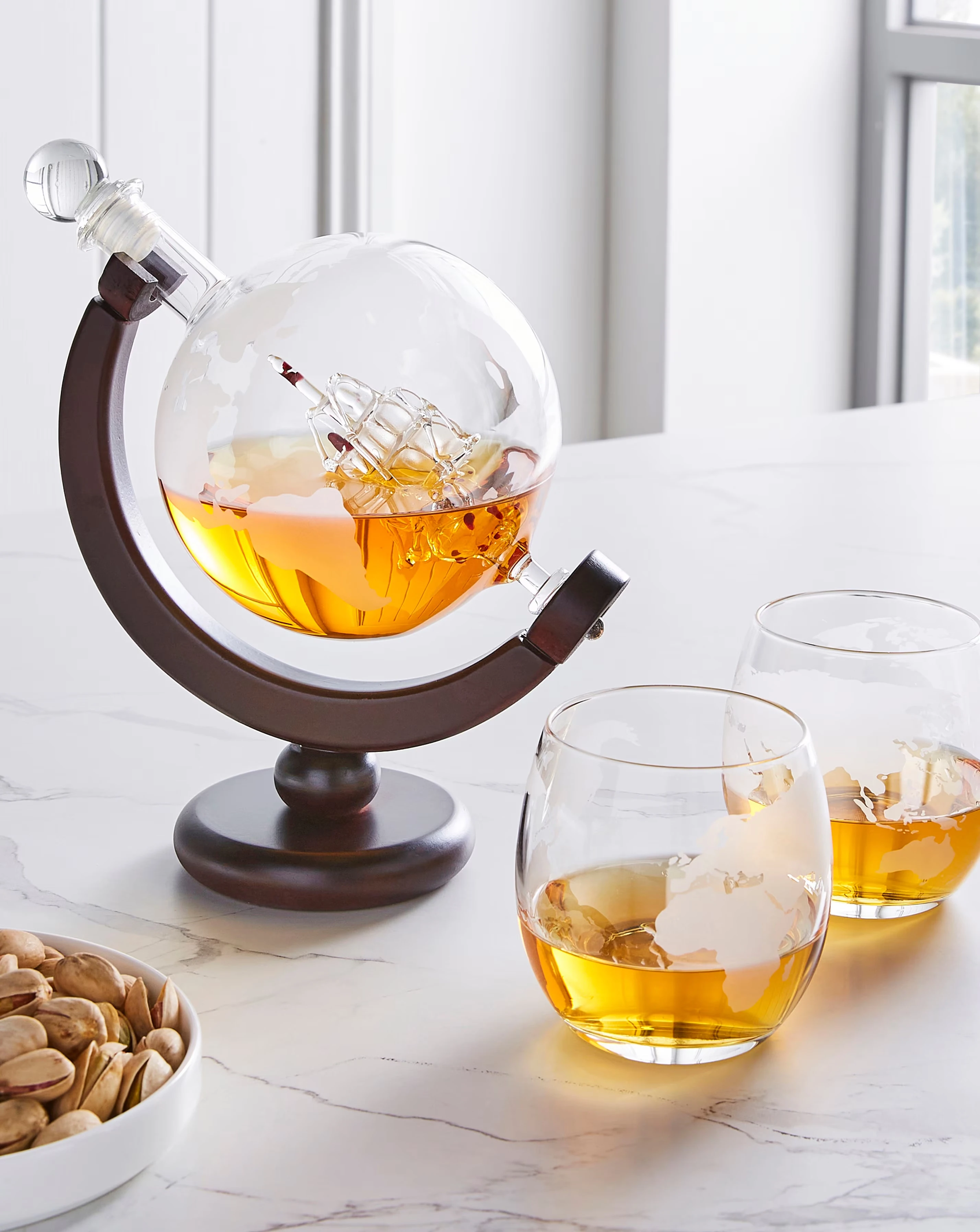 Globe Decanter and Glasses Set 1 Globe Decanter and Glasses Set