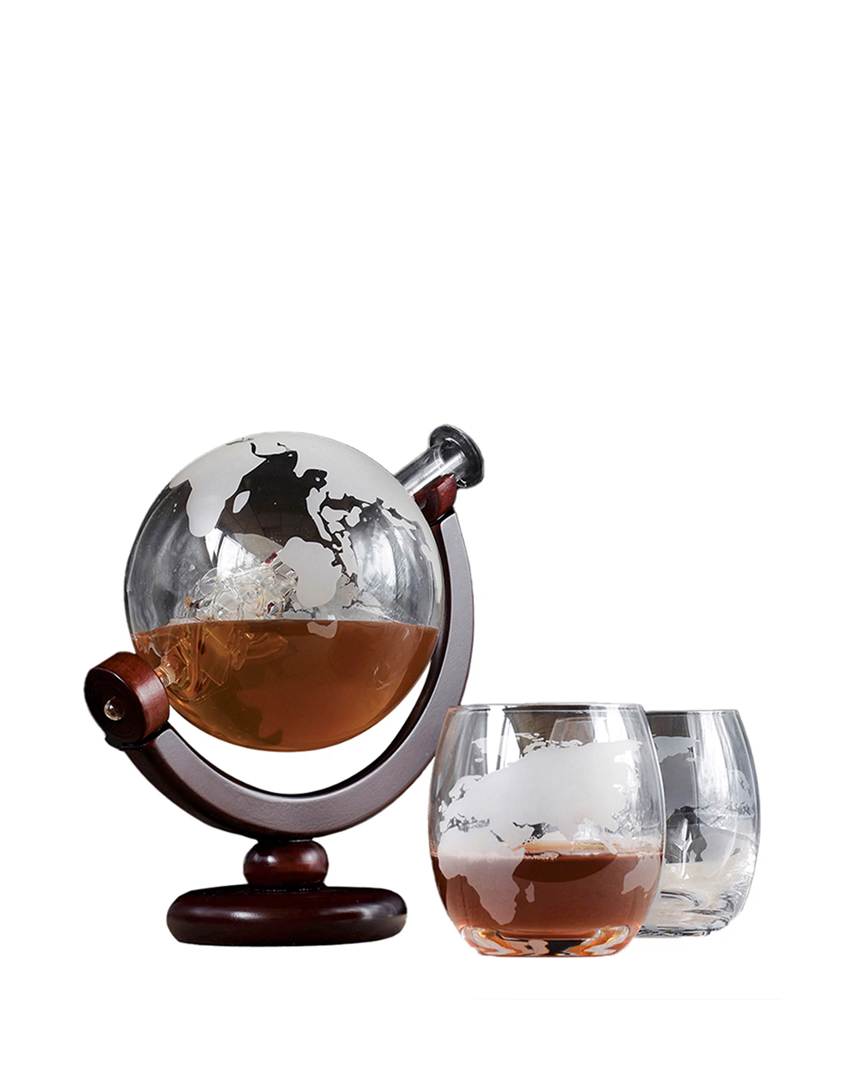 Globe Decanter and Glasses Set 4 Globe Decanter and Glasses Set