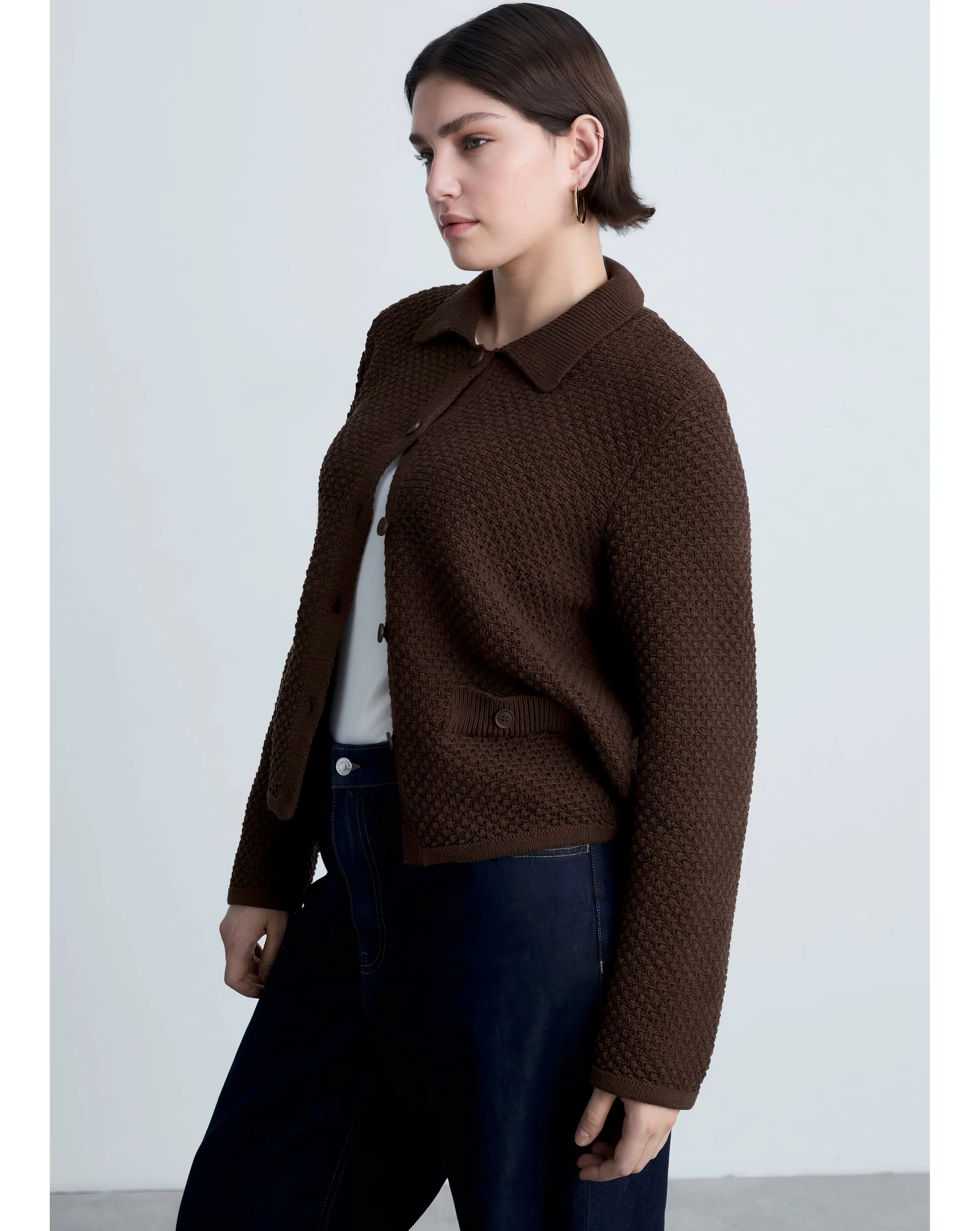 Mango Polo Neck Knitted Choco Jacket 3 Mango Polo Neck Knitted Choco Jacket