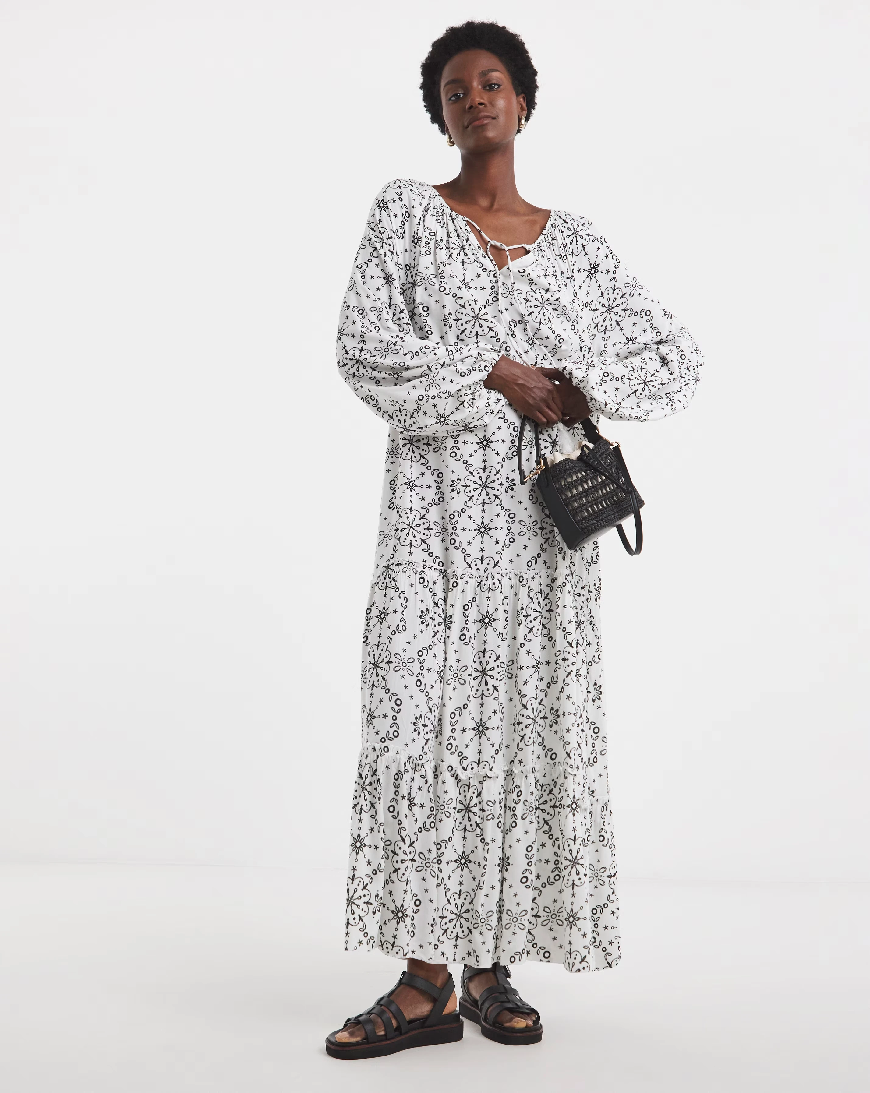 Printed Volume Tierred Smock Dress 1 Printed Volume Tierred Smock Dress