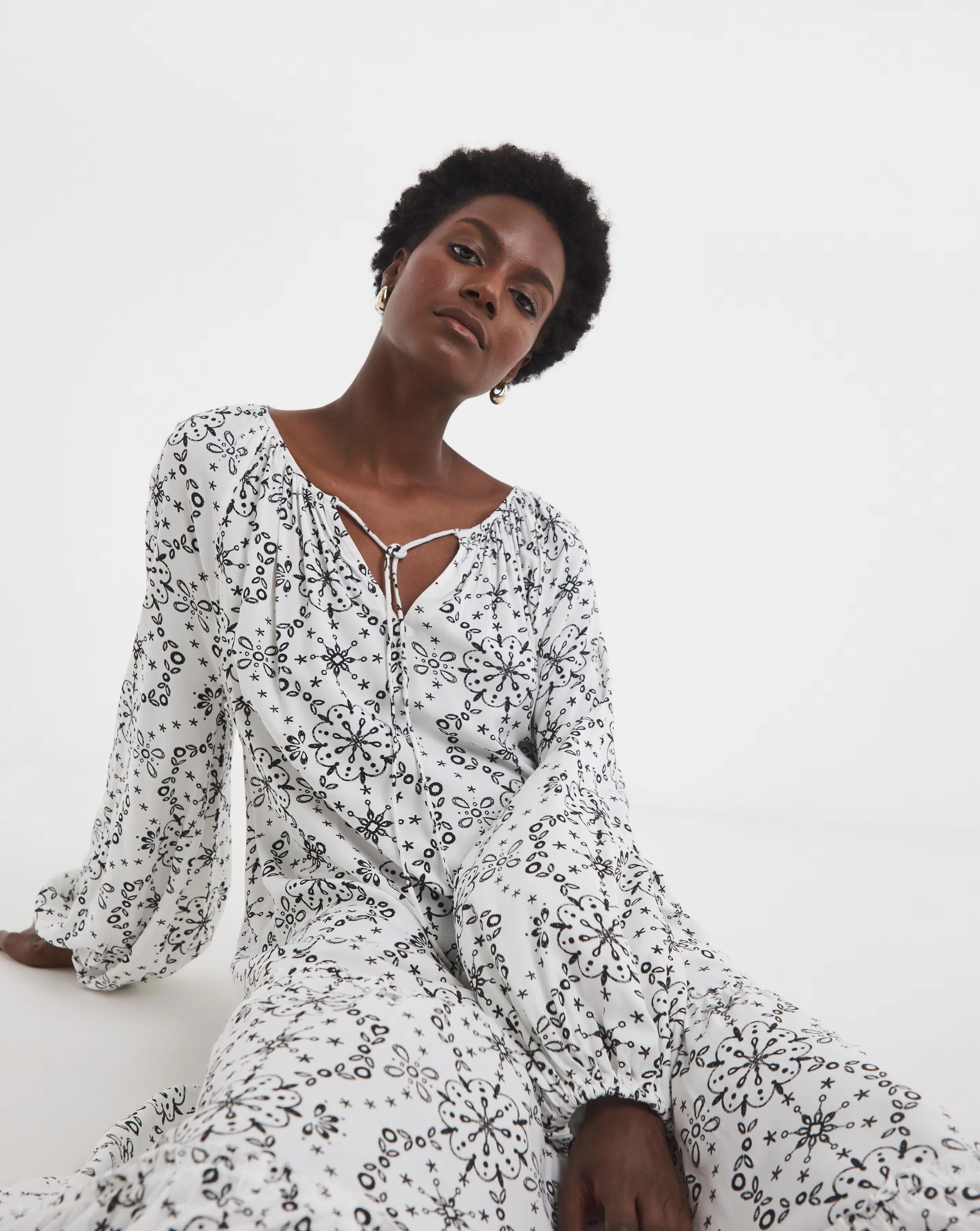 Printed Volume Tierred Smock Dress 3 Printed Volume Tierred Smock Dress