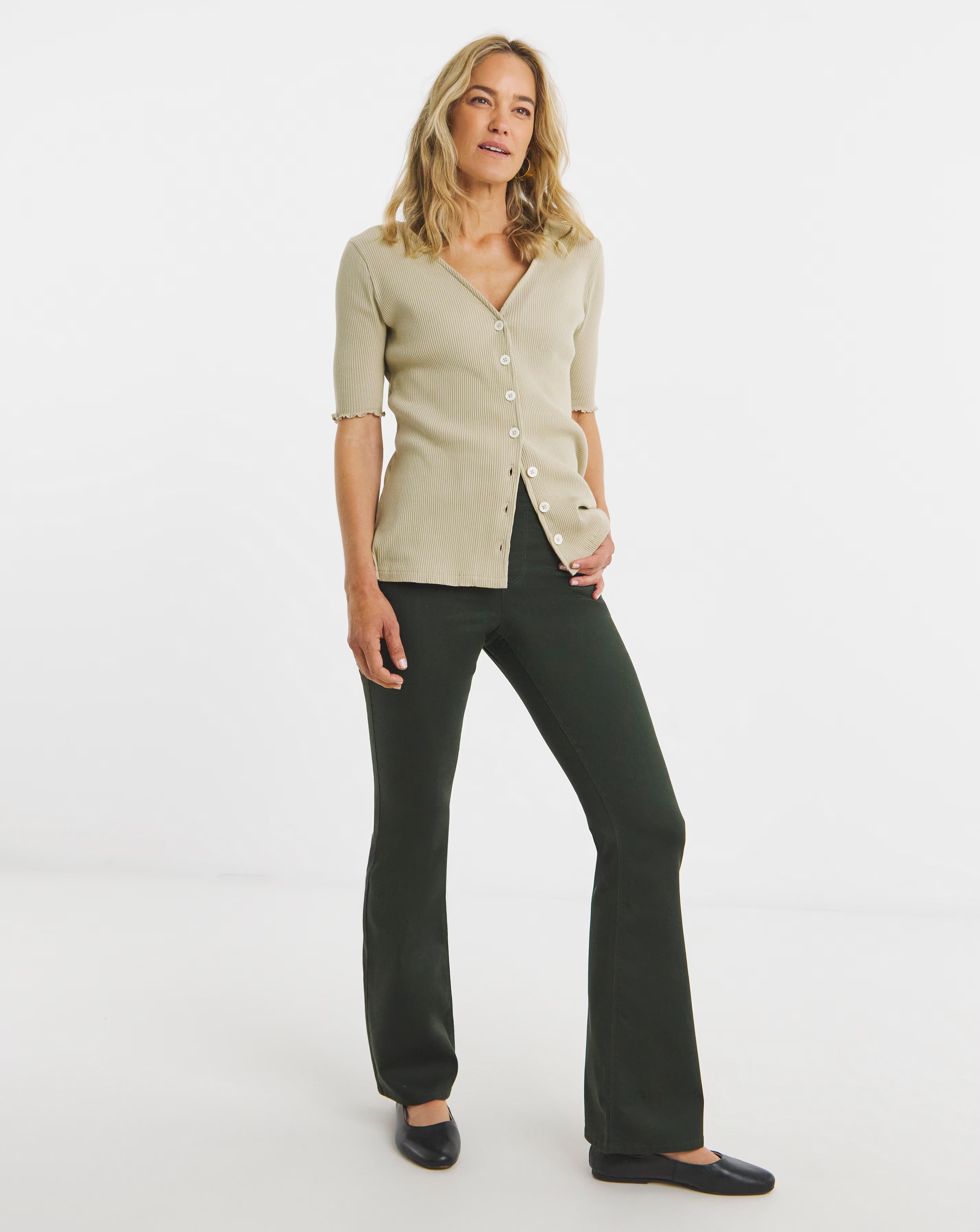 Khaki Stretch Bootcut Jeggings 1 Khaki Stretch Bootcut Jeggings