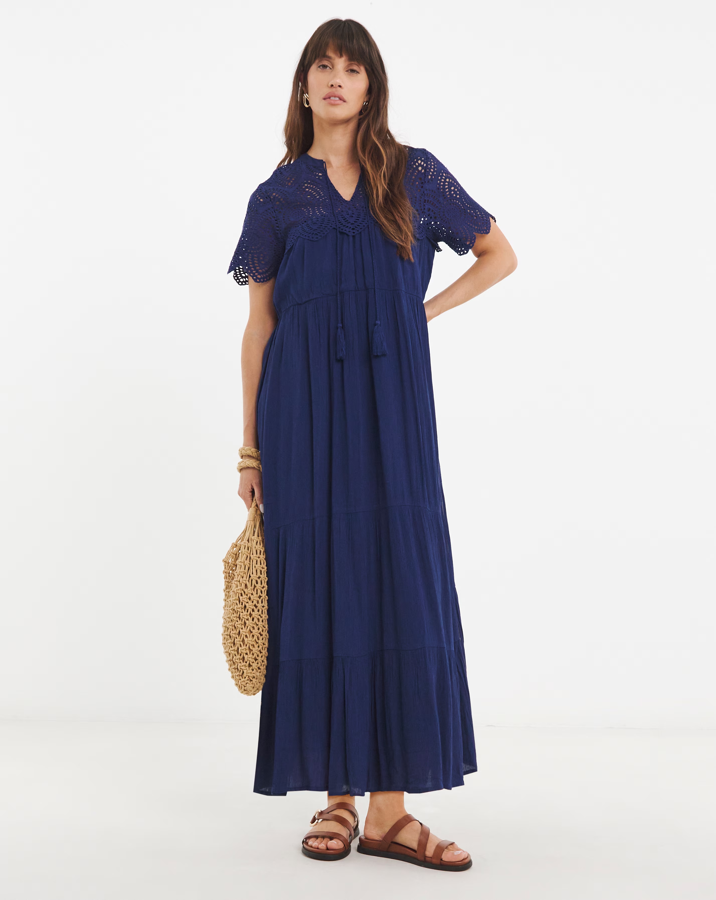 Crinkle Broderie Trim Smock Dress 1 Crinkle Broderie Trim Smock Dress