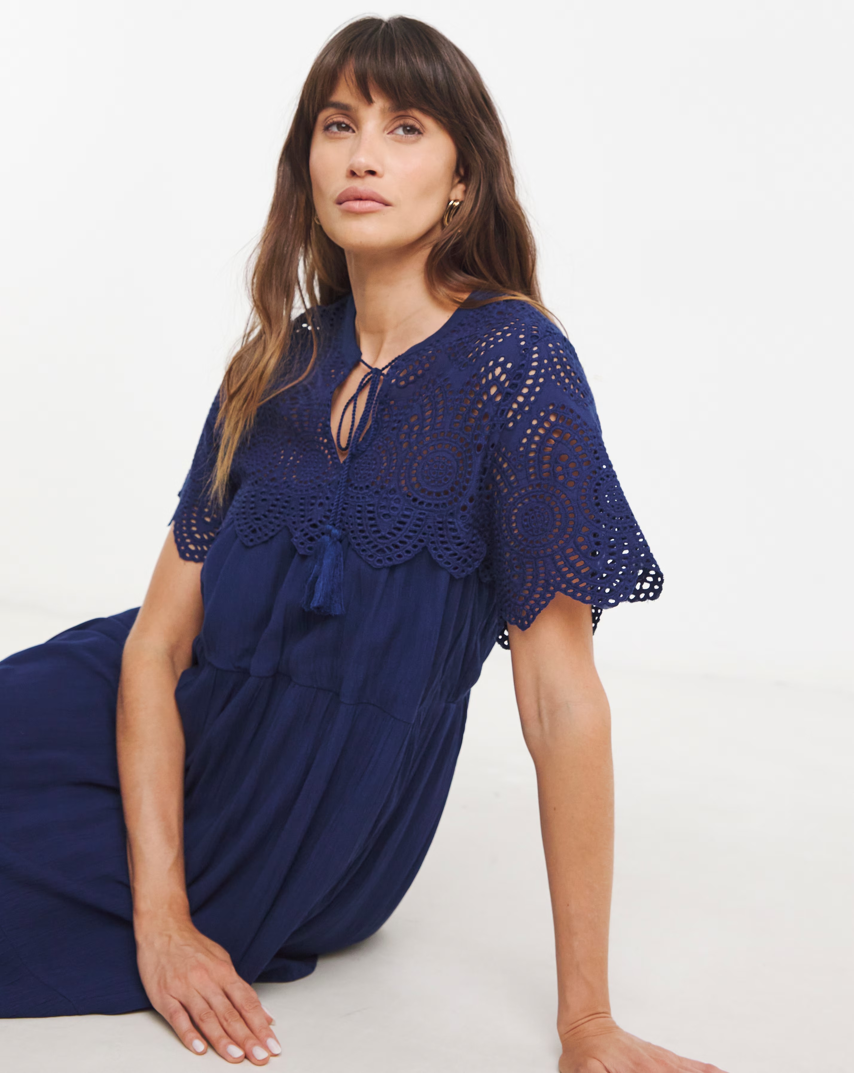 Crinkle Broderie Trim Smock Dress 2 Crinkle Broderie Trim Smock Dress