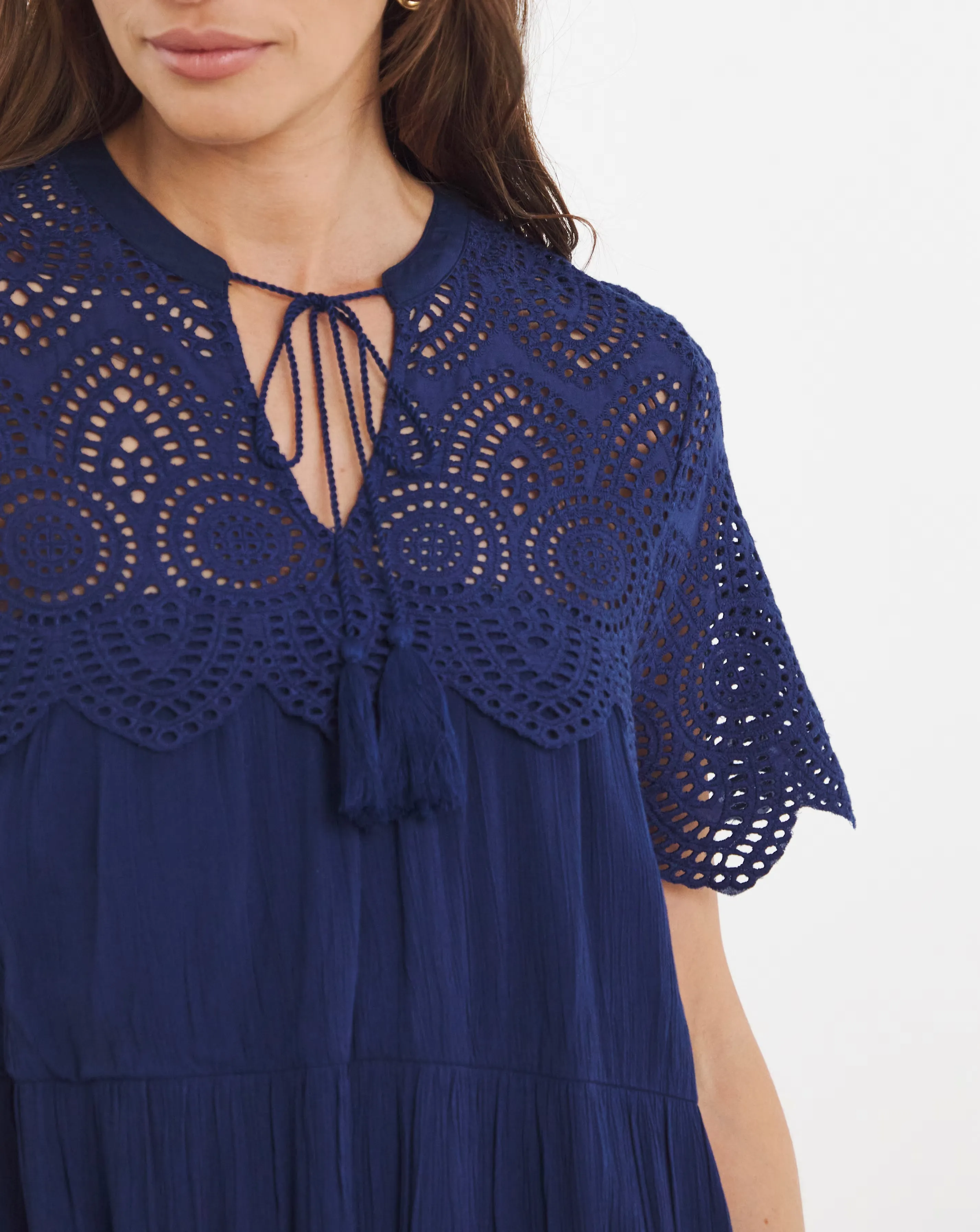 Crinkle Broderie Trim Smock Dress 3 Crinkle Broderie Trim Smock Dress