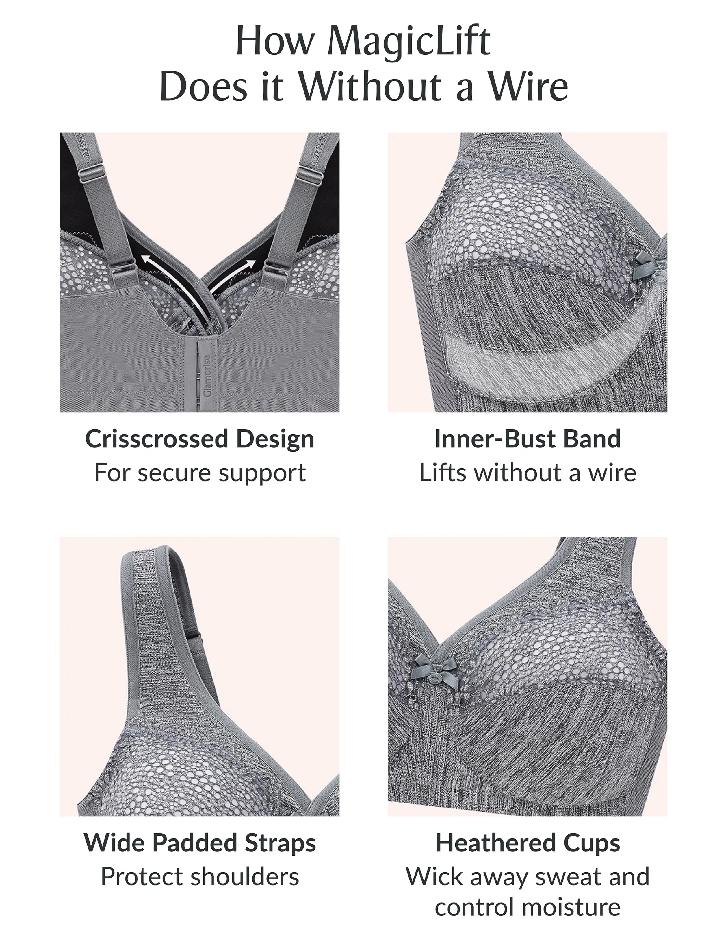 Glamorise Plus Size MagicLift Moisture Control Bra 1064 2 Glamorise Plus Size MagicLift Moisture Control Bra 1064