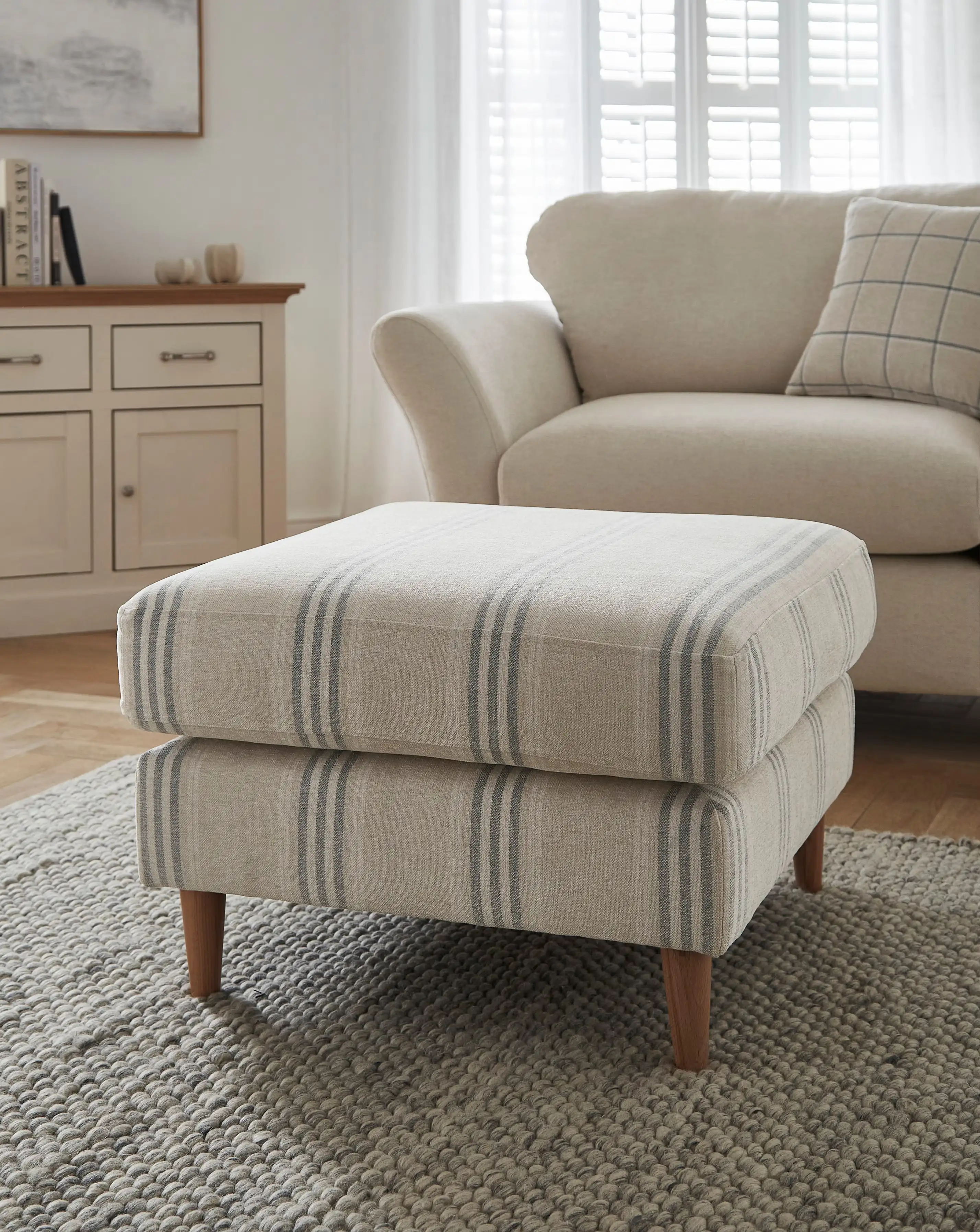 Clover Fabric Stripe Cushion Top Footstool