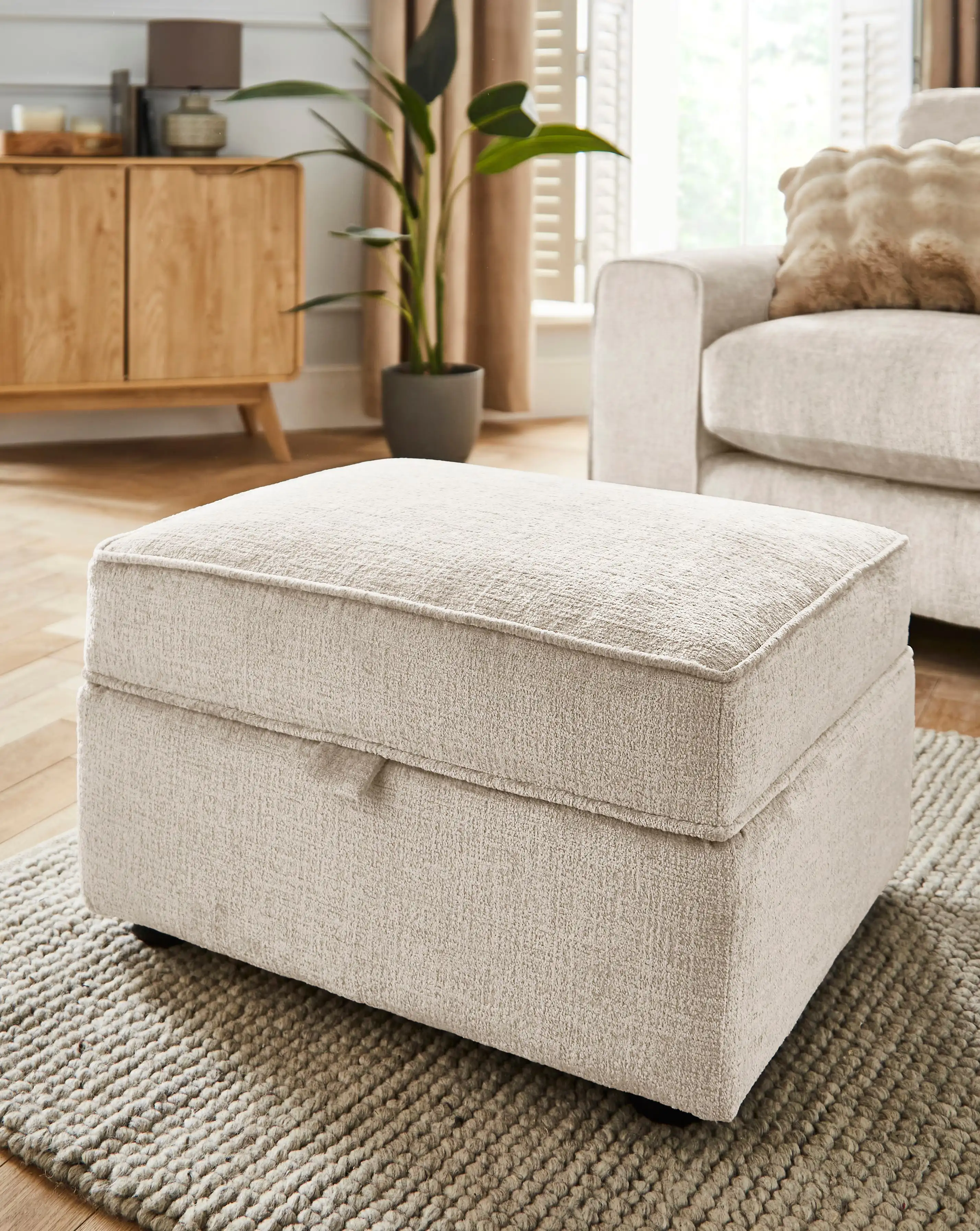 Hunter Chenille Storage Footstool