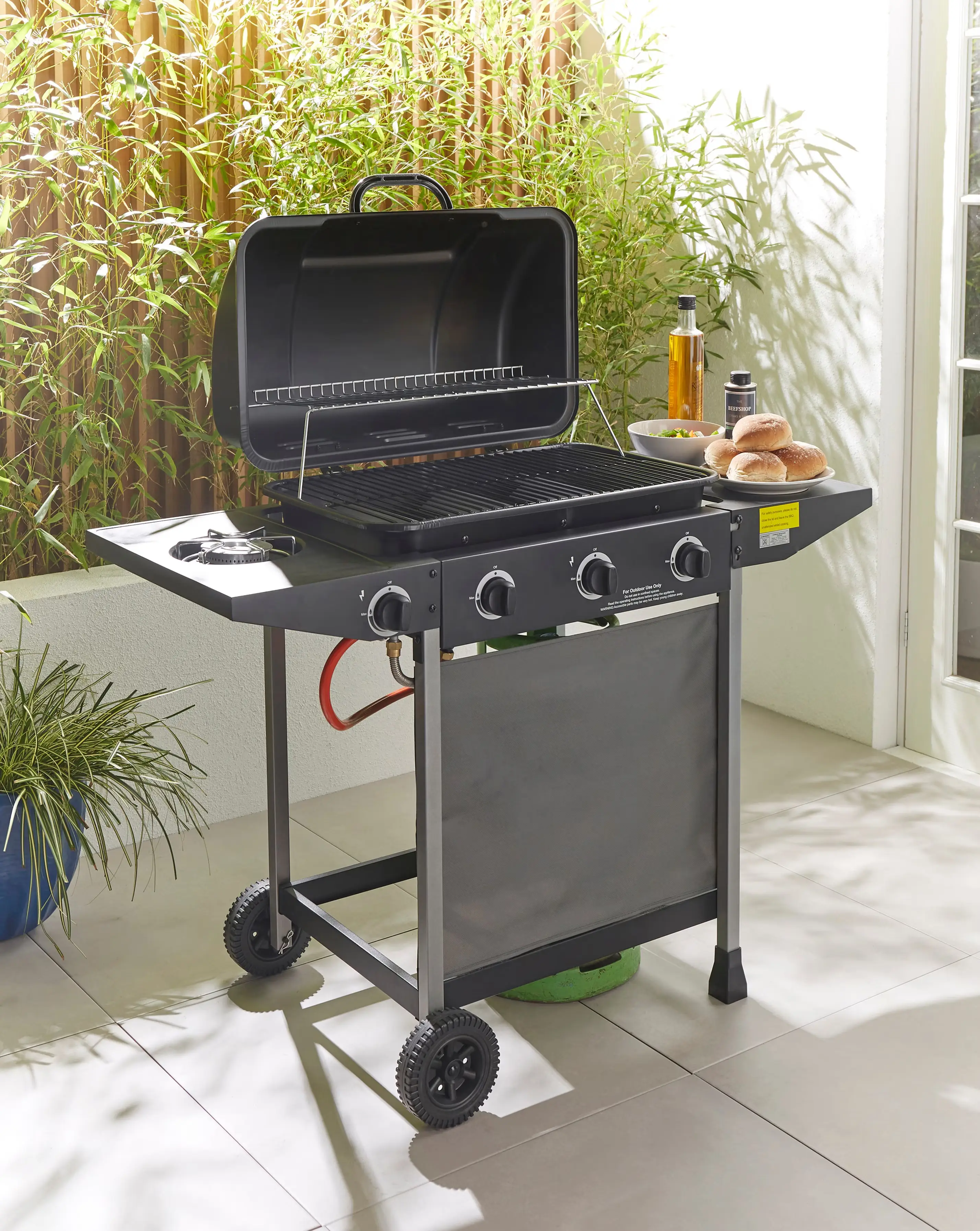 3 Burner Gas BBQ with Side Burner with Cover 1 3 Burner Gas BBQ with Side Burner with Cover