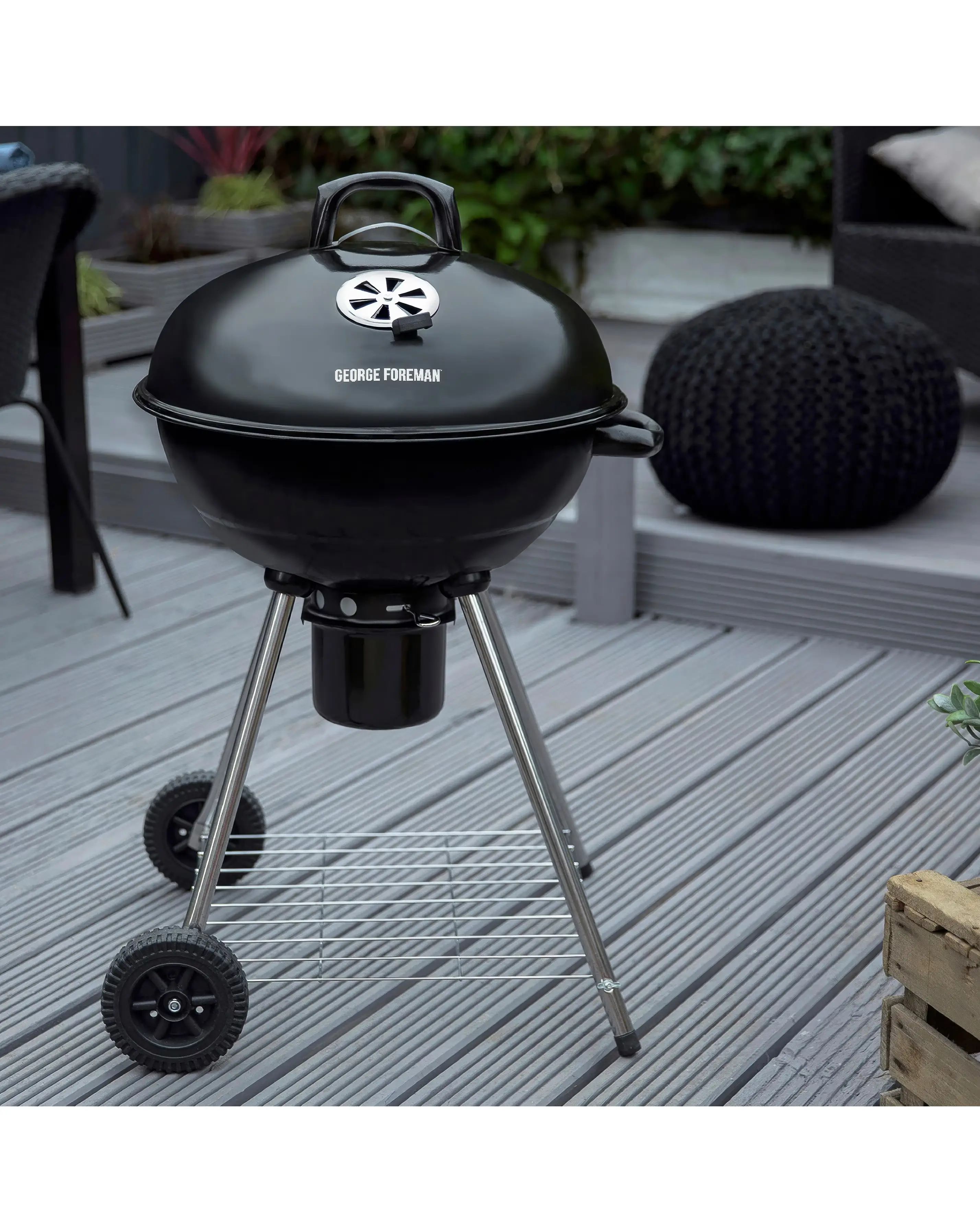 George Foreman Portable Kettle Charcoal BBQ 6 George Foreman Portable Kettle Charcoal BBQ