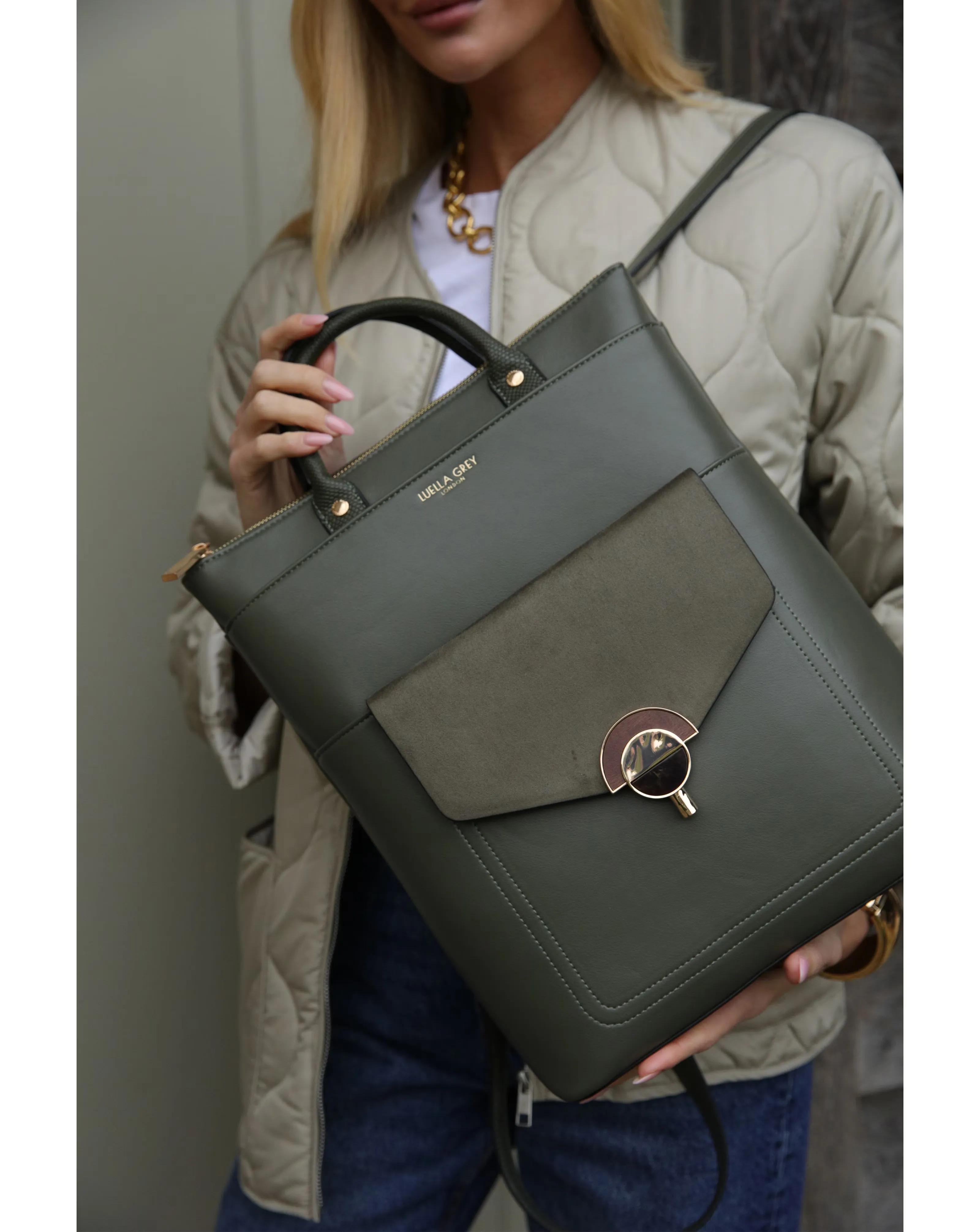 Luella Grey Sally Khaki Laptop Backpack 2 Luella Grey Sally Khaki Laptop Backpack