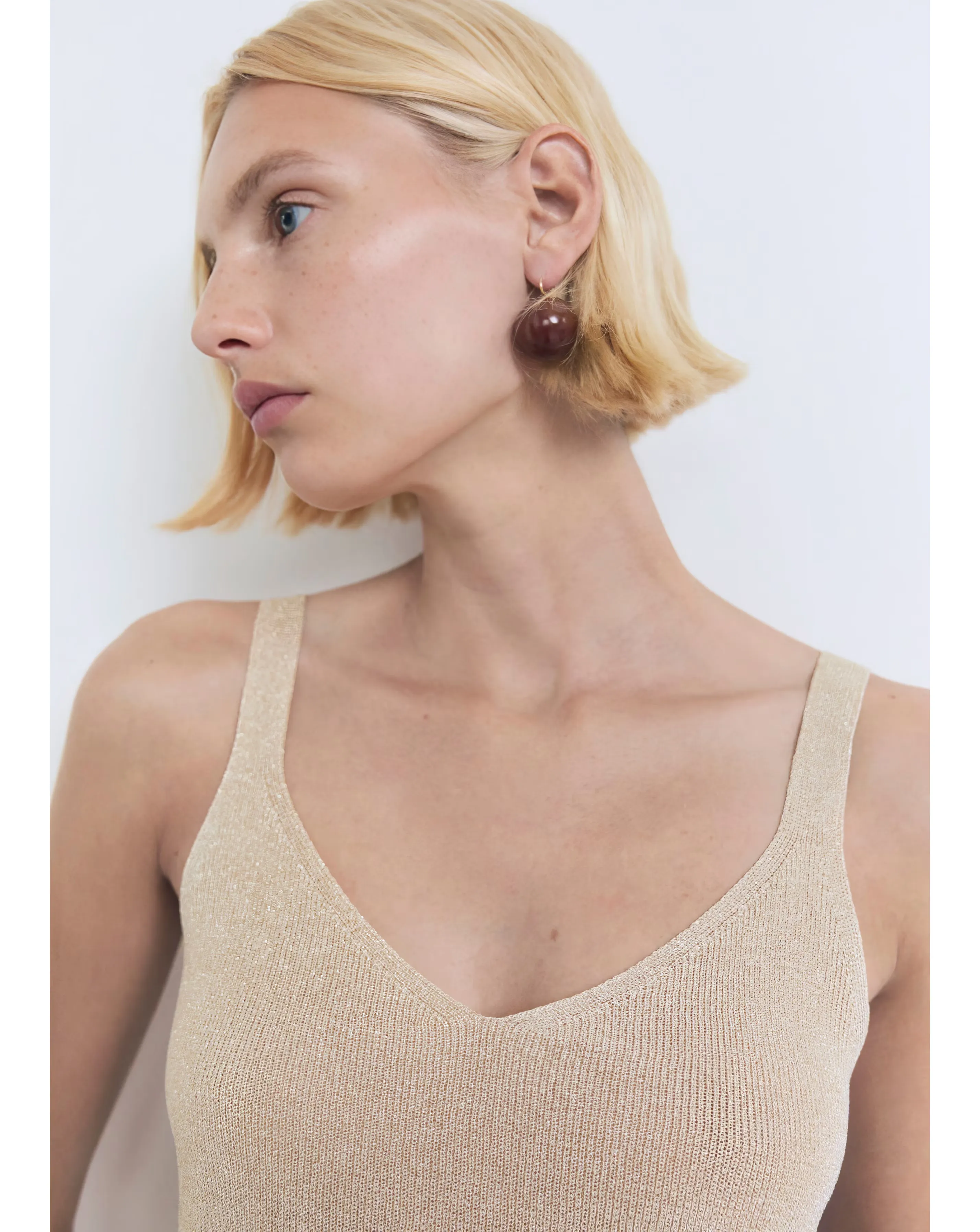 Mango Lurex Knitted V-Neck Top 1 Mango Lurex Knitted V-Neck Top