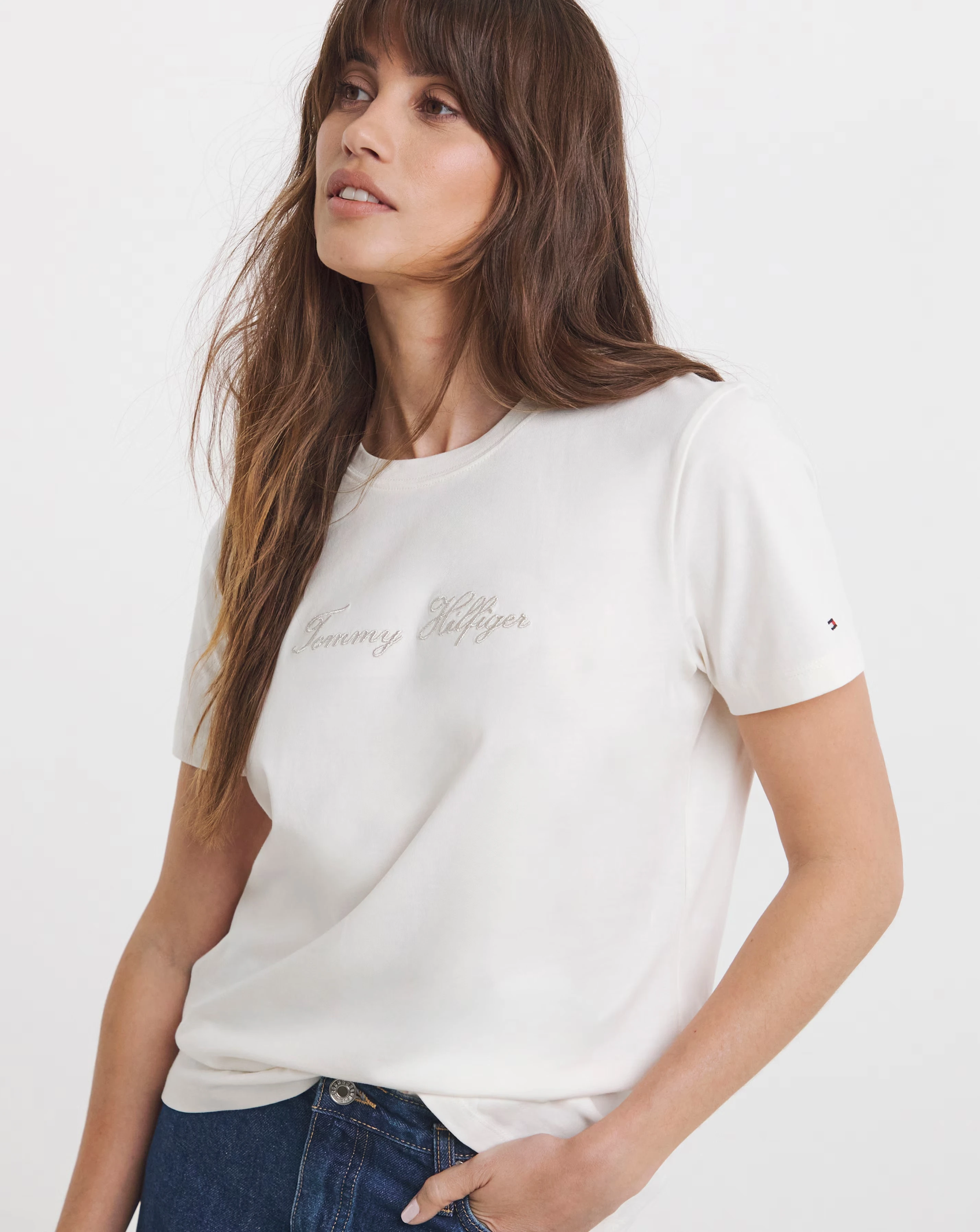 Tommy Hilfiger Lurex Script Crew Neck T-shirt 1 Tommy Hilfiger Lurex Script Crew Neck T-shirt