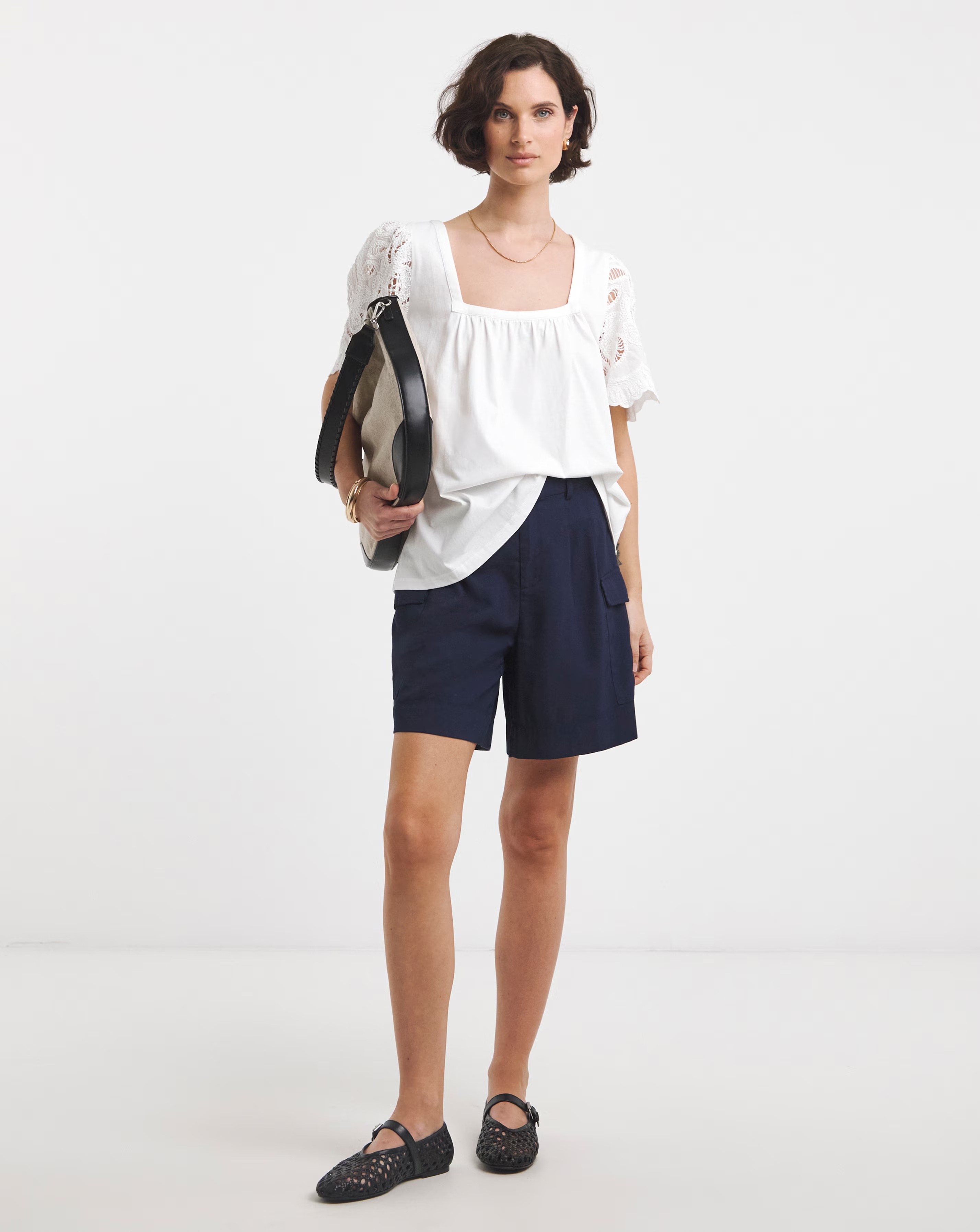Square Neck Lace Sleeve Top 2 Square Neck Lace Sleeve Top