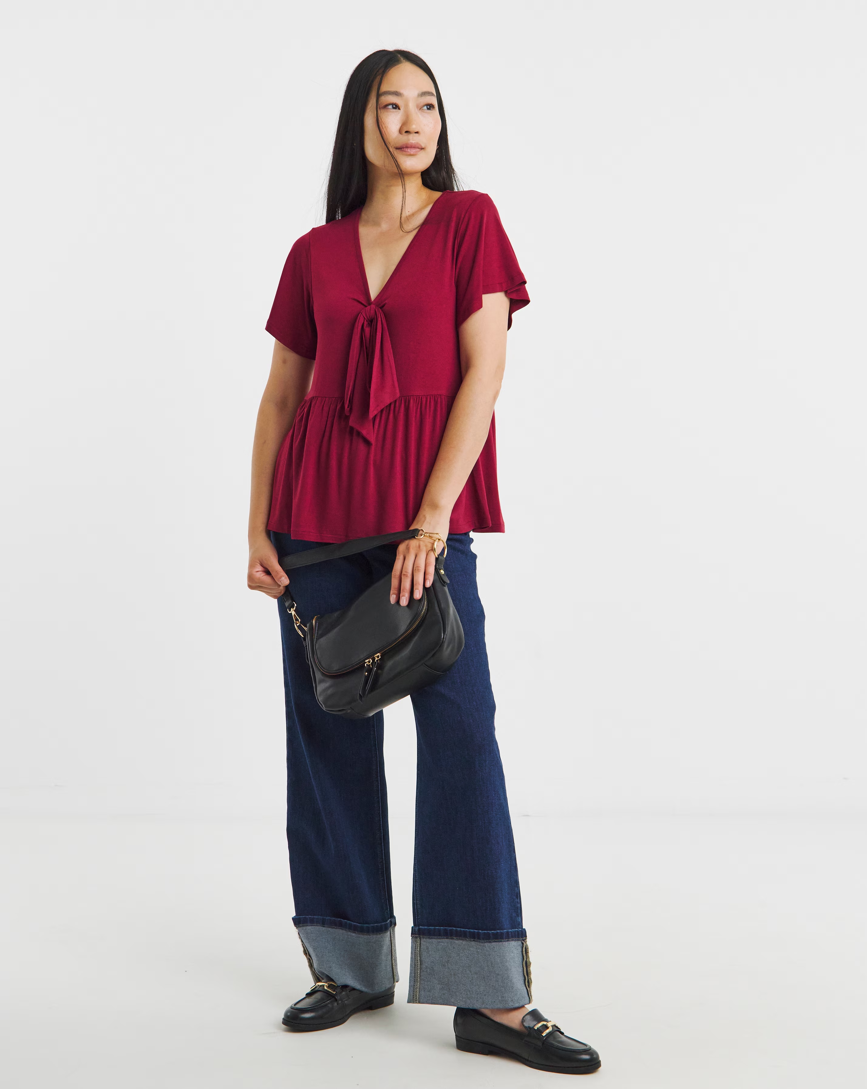 Bow Front Longline Hem Top 1 Bow Front Longline Hem Top