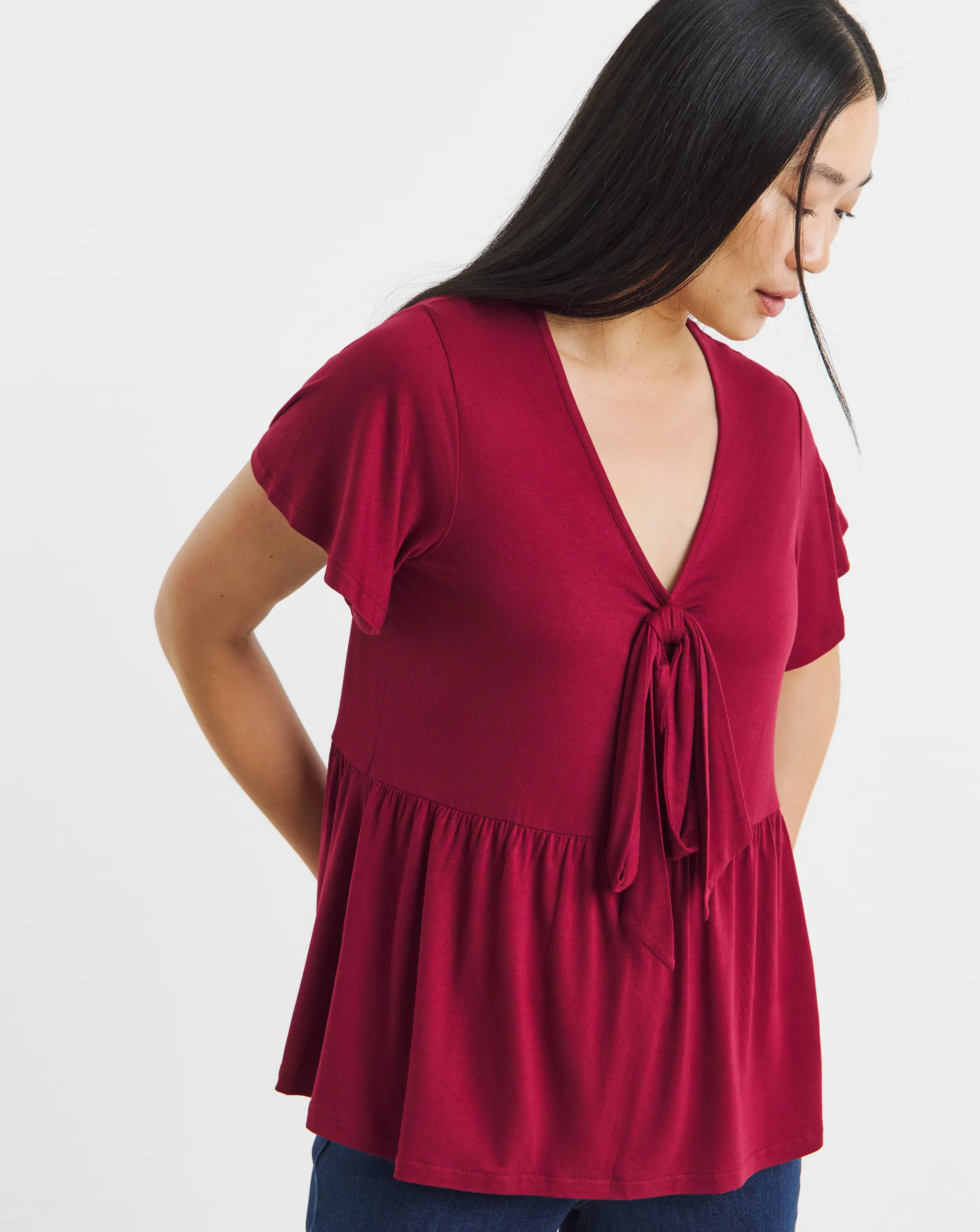 Bow Front Longline Hem Top 2 Bow Front Longline Hem Top