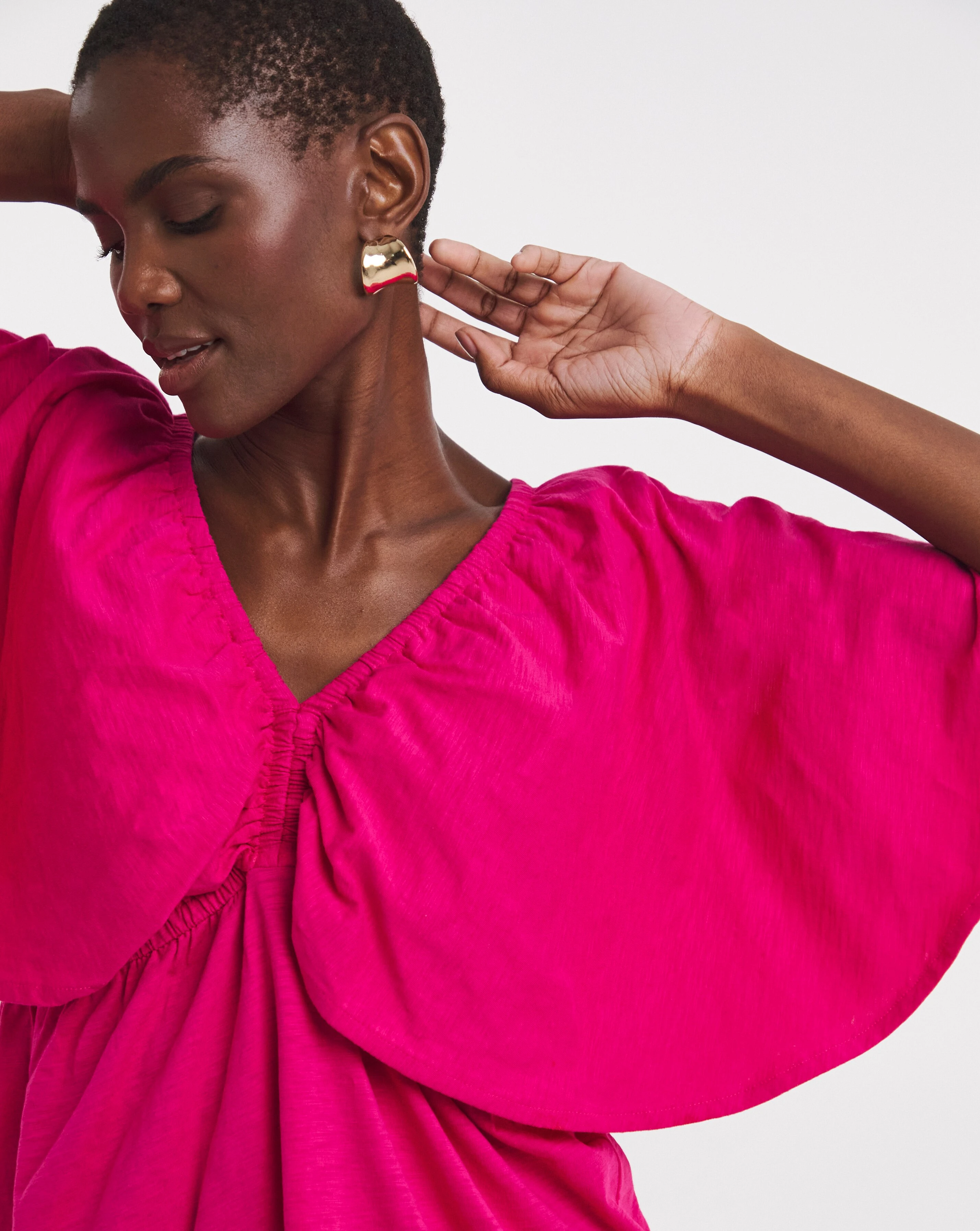 V Neck Cape Angel Sleeve Top 3 V Neck Cape Angel Sleeve Top