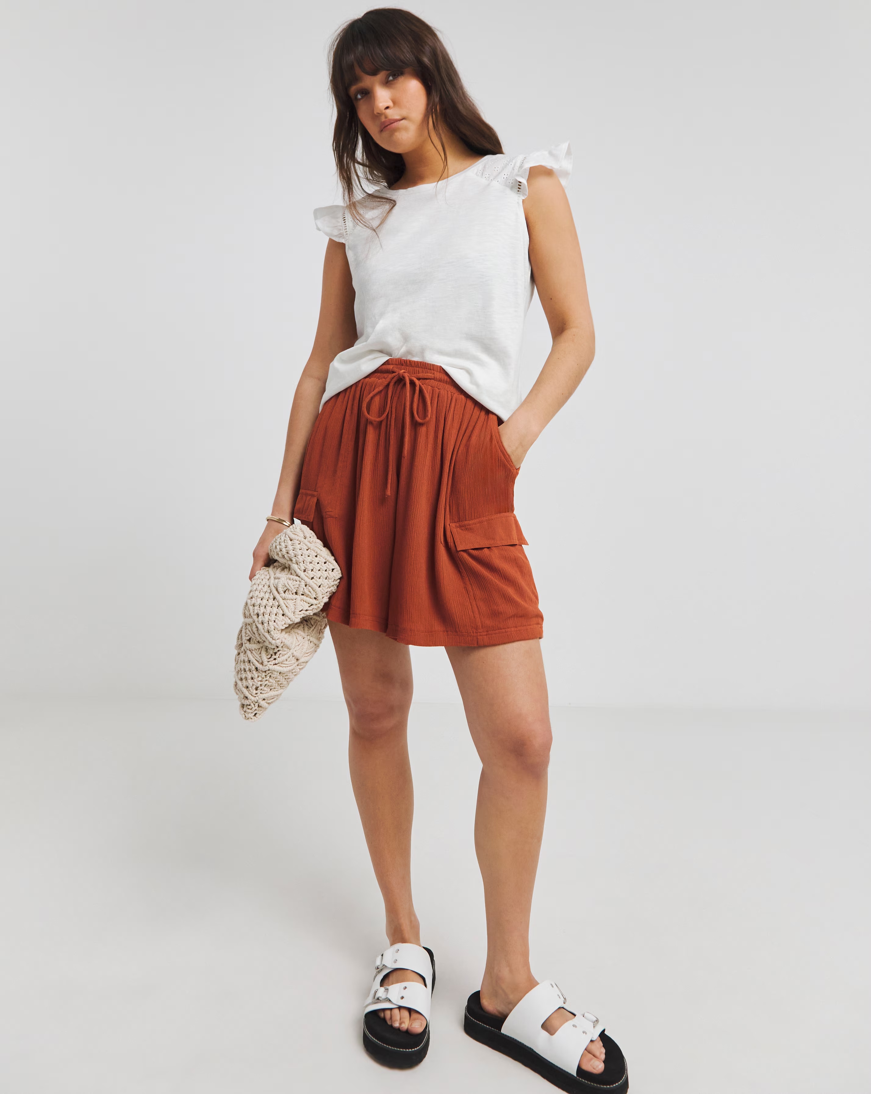 Simply Be White Broderie Frill T-Shirt with Ladder Trim 3 Simply Be White Broderie Frill T-Shirt with Ladder Trim