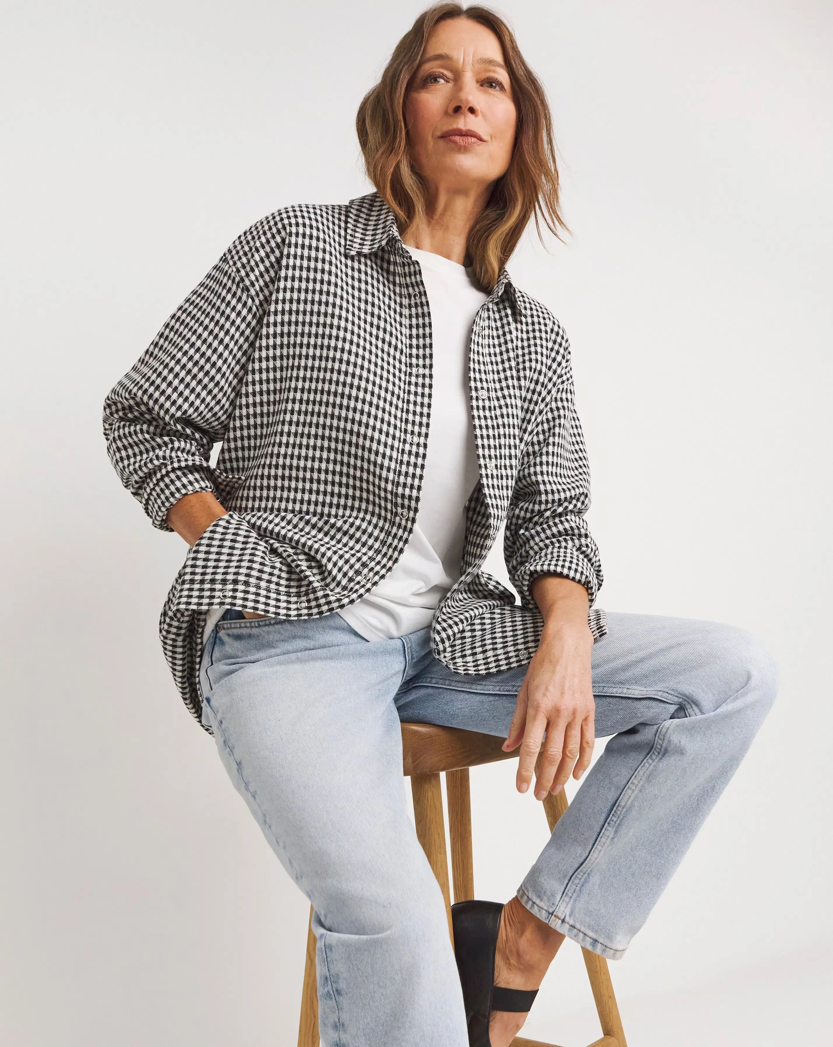 Twill Houndstooth Long Sleeve Shacket 1 Twill Houndstooth Long Sleeve Shacket