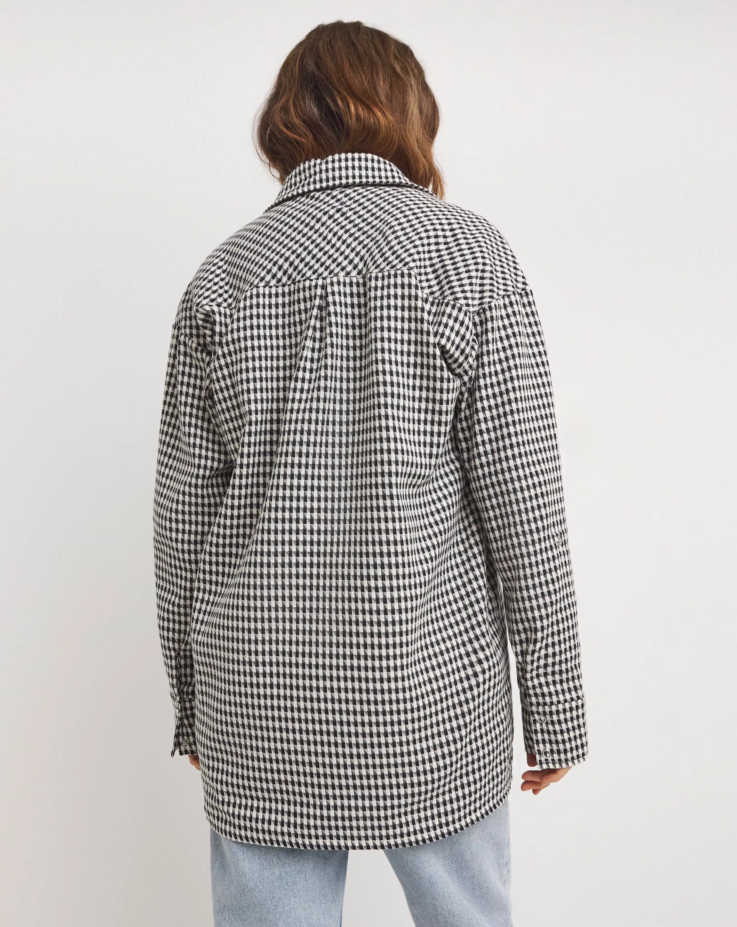 Twill Houndstooth Long Sleeve Shacket 4 Twill Houndstooth Long Sleeve Shacket