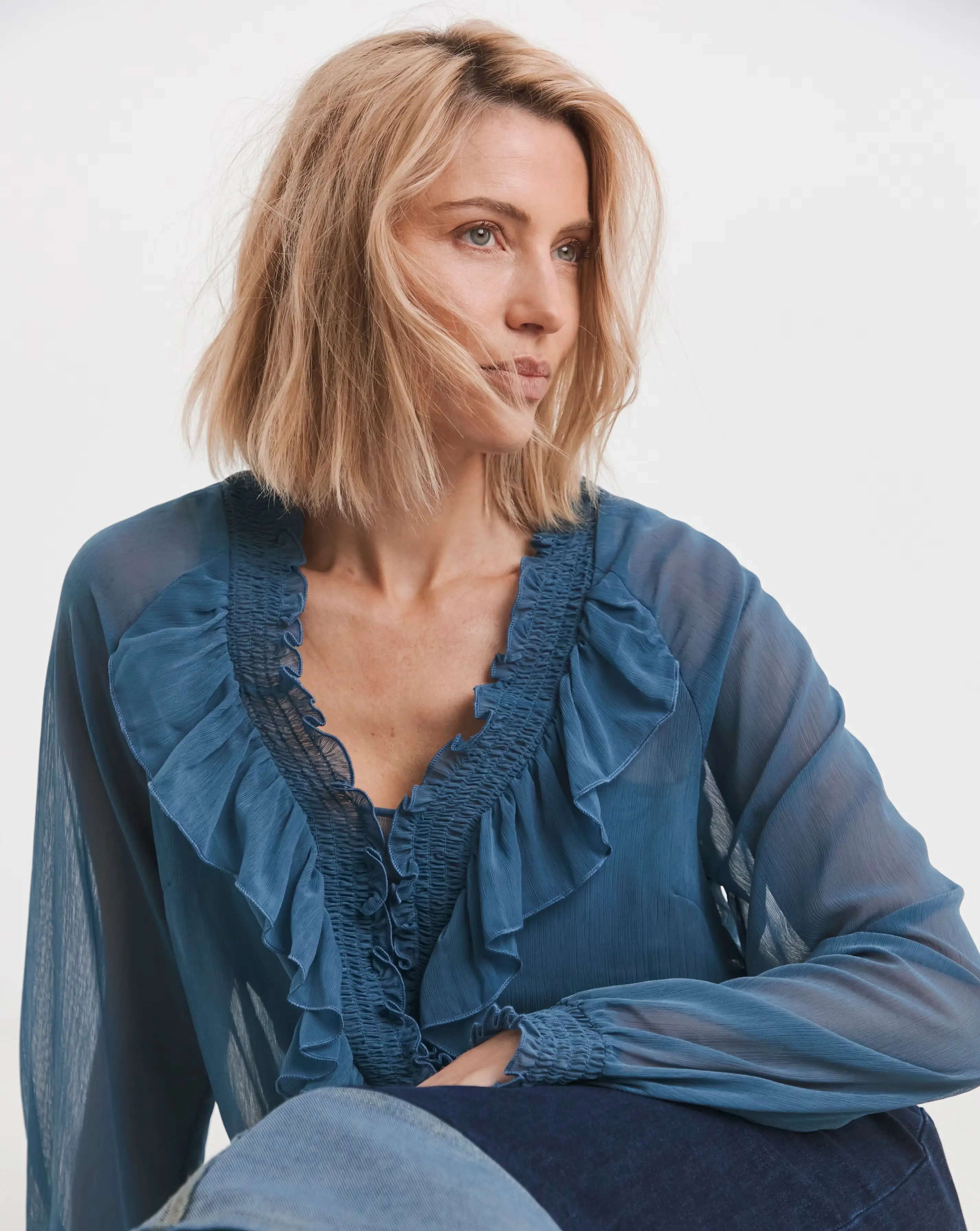 Ruffle Crinkle Chiffon Blouse 1 Ruffle Crinkle Chiffon Blouse
