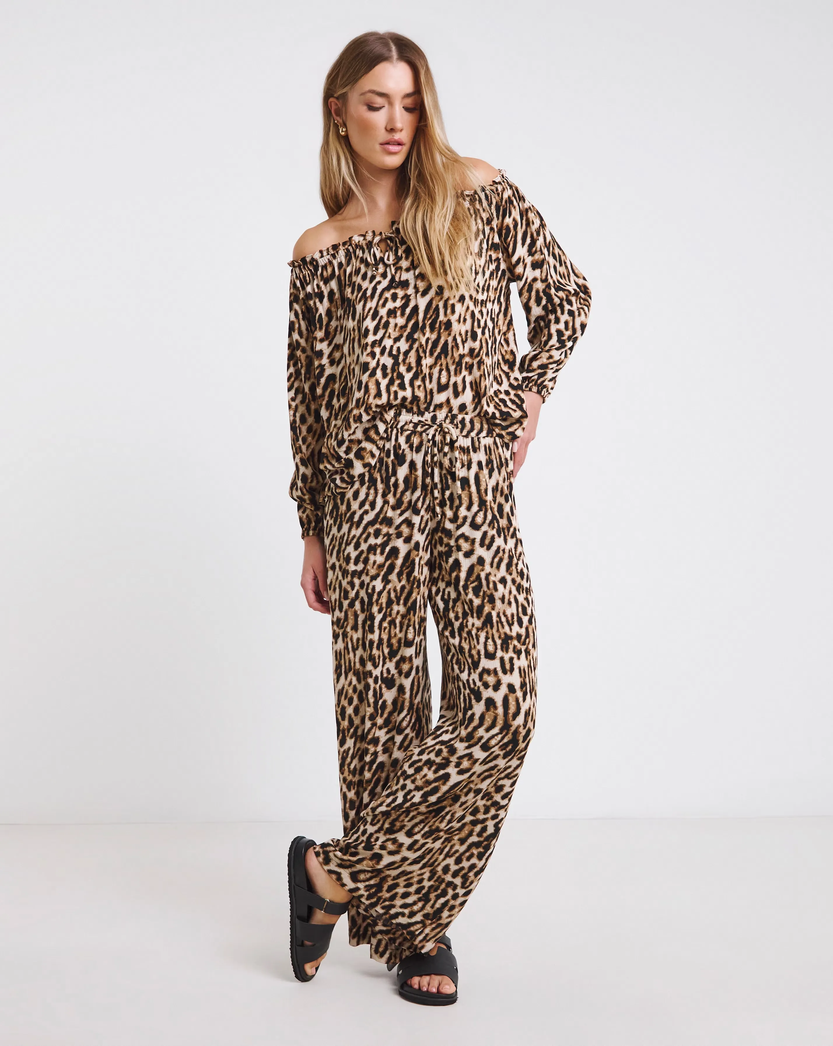 Leopard Crinkle Bardot Top 5 Leopard Crinkle Bardot Top