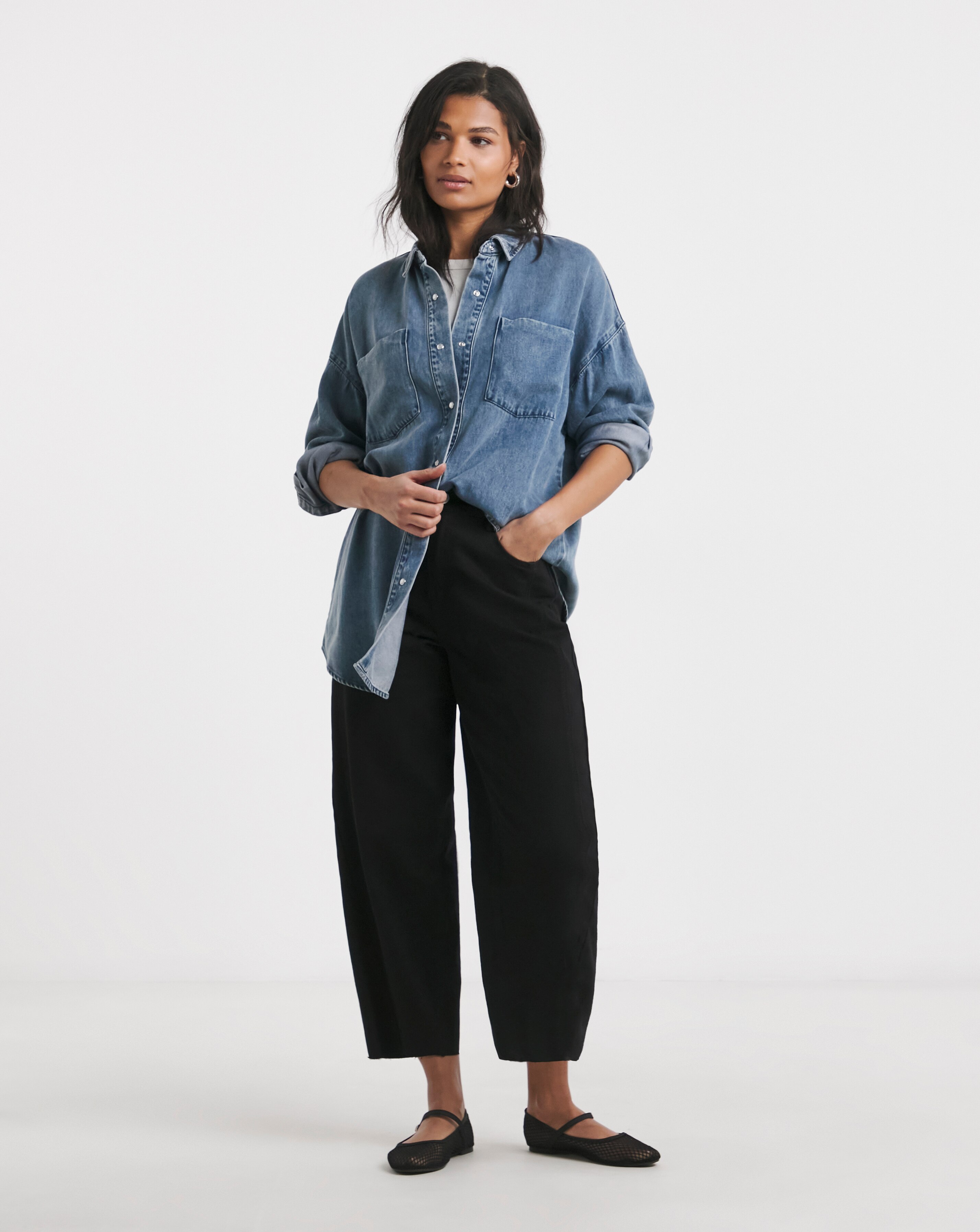 Simply Be Mid Wash Deep Cuff Denim Shirt 4 Simply Be Mid Wash Deep Cuff Denim Shirt