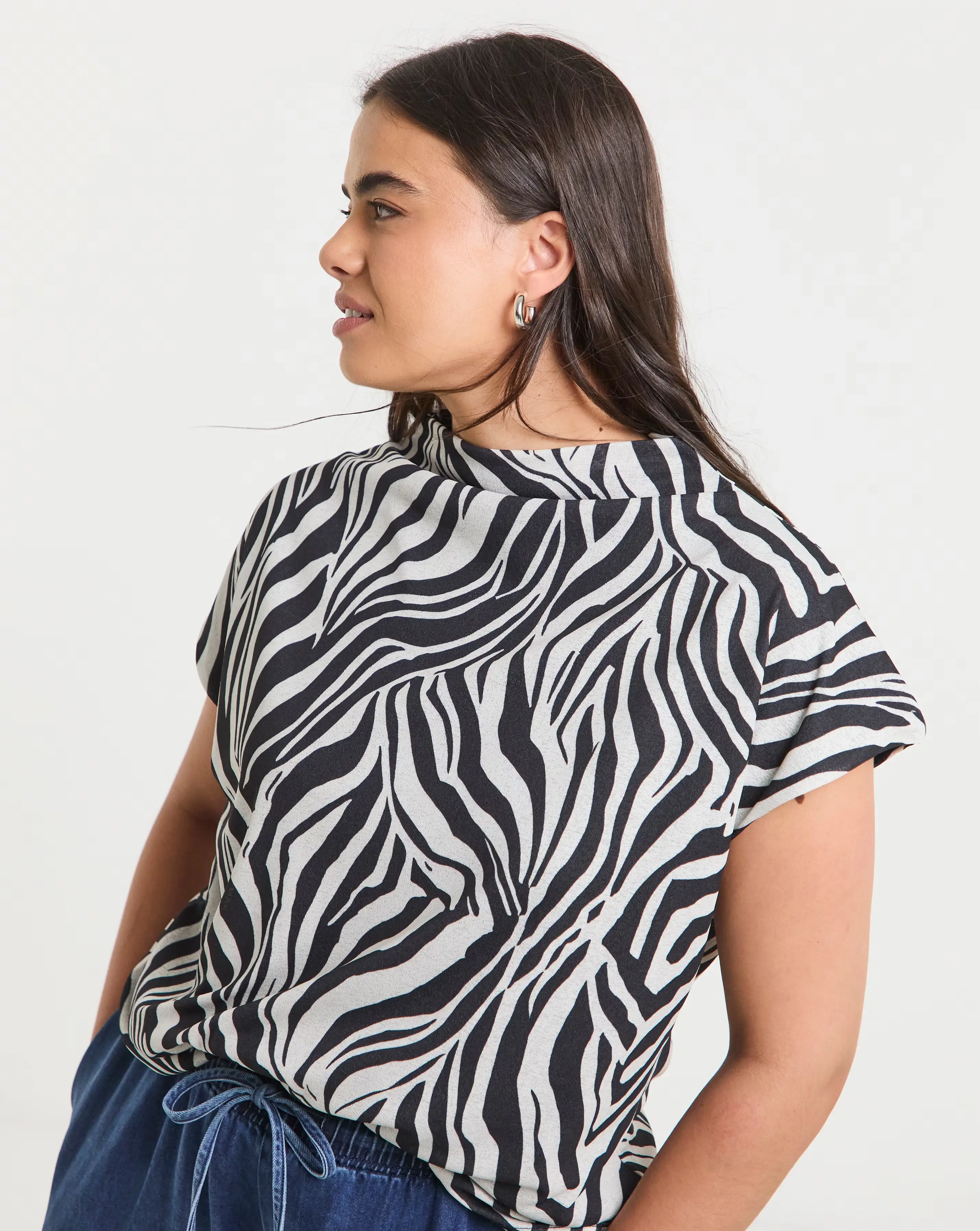 Simply Be Zebra Print Slash Neck Mesh Top 1 Simply Be Zebra Print Slash Neck Mesh Top