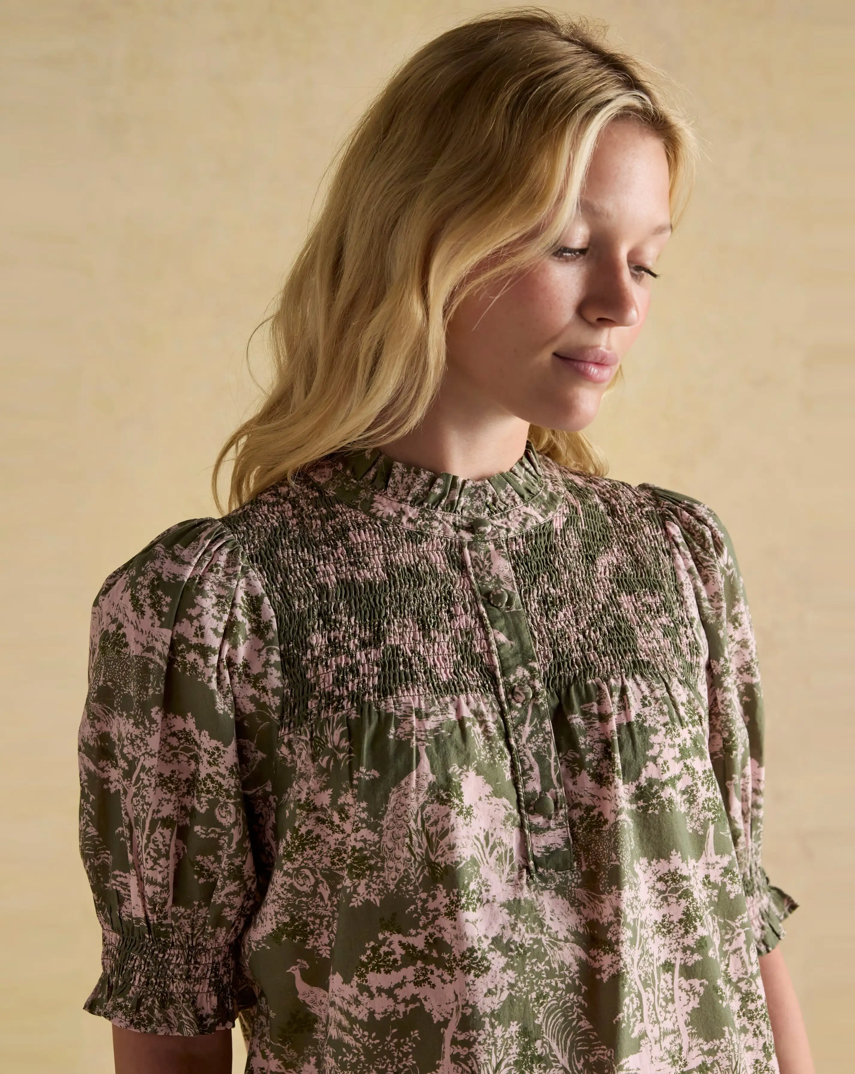 Joules Silvia Frill Neck Smocked Blouse 3 Joules Silvia Frill Neck Smocked Blouse