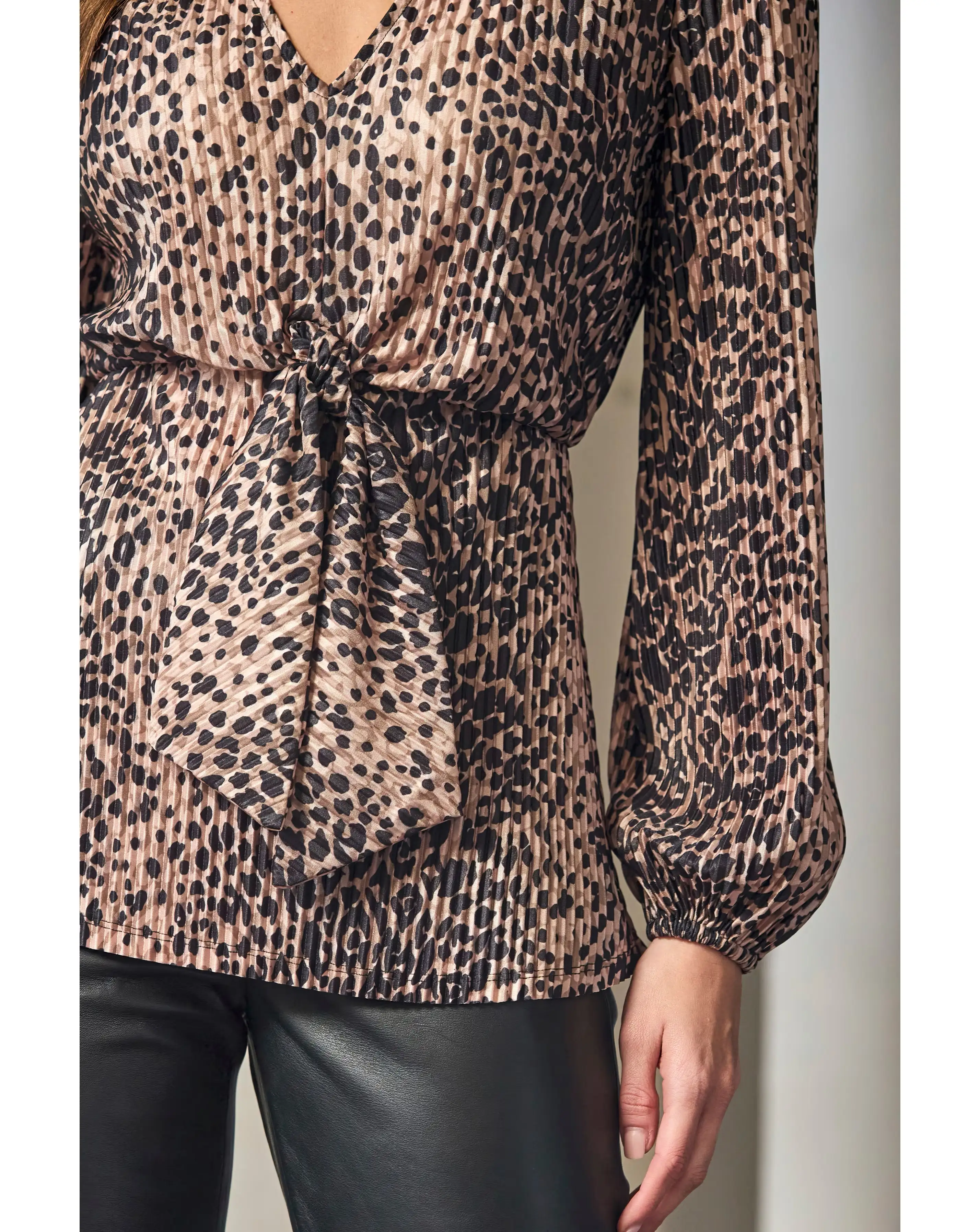 Sosandar Leopard Print Plisse Ruffle Front Top 2 Sosandar Leopard Print Plisse Ruffle Front Top