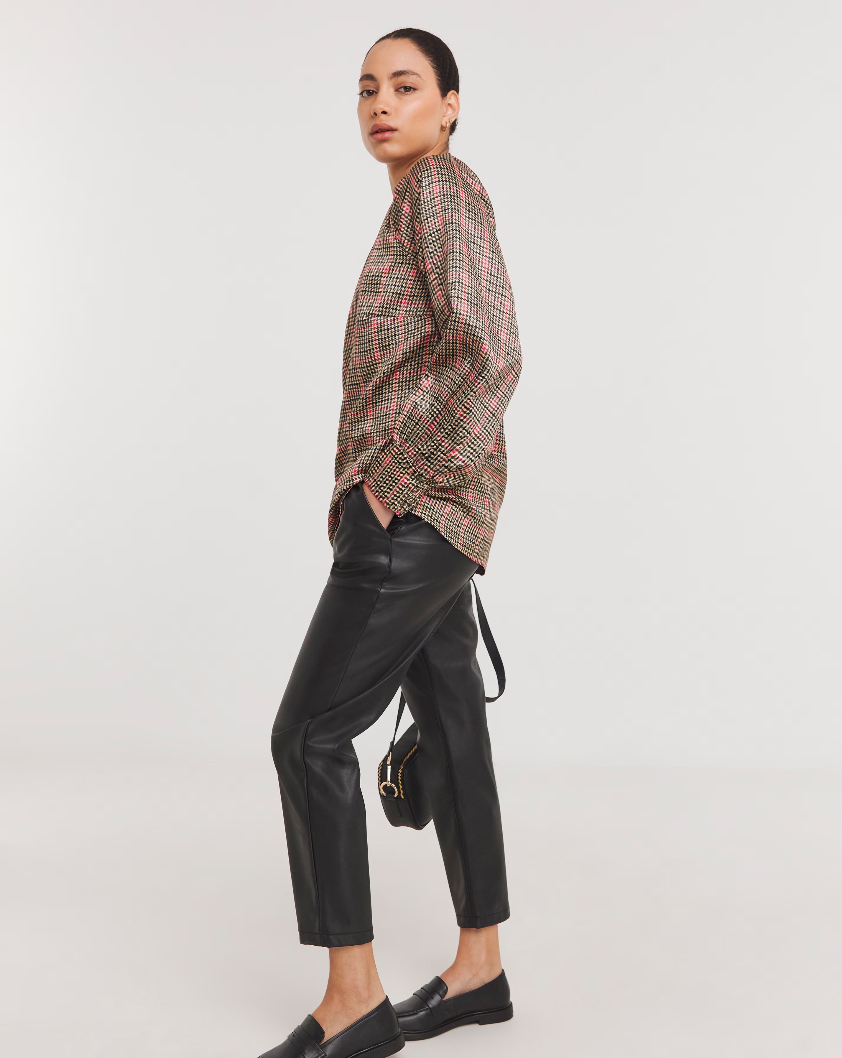 Check Print Satin Top With Keyhole 1 Check Print Satin Top With Keyhole