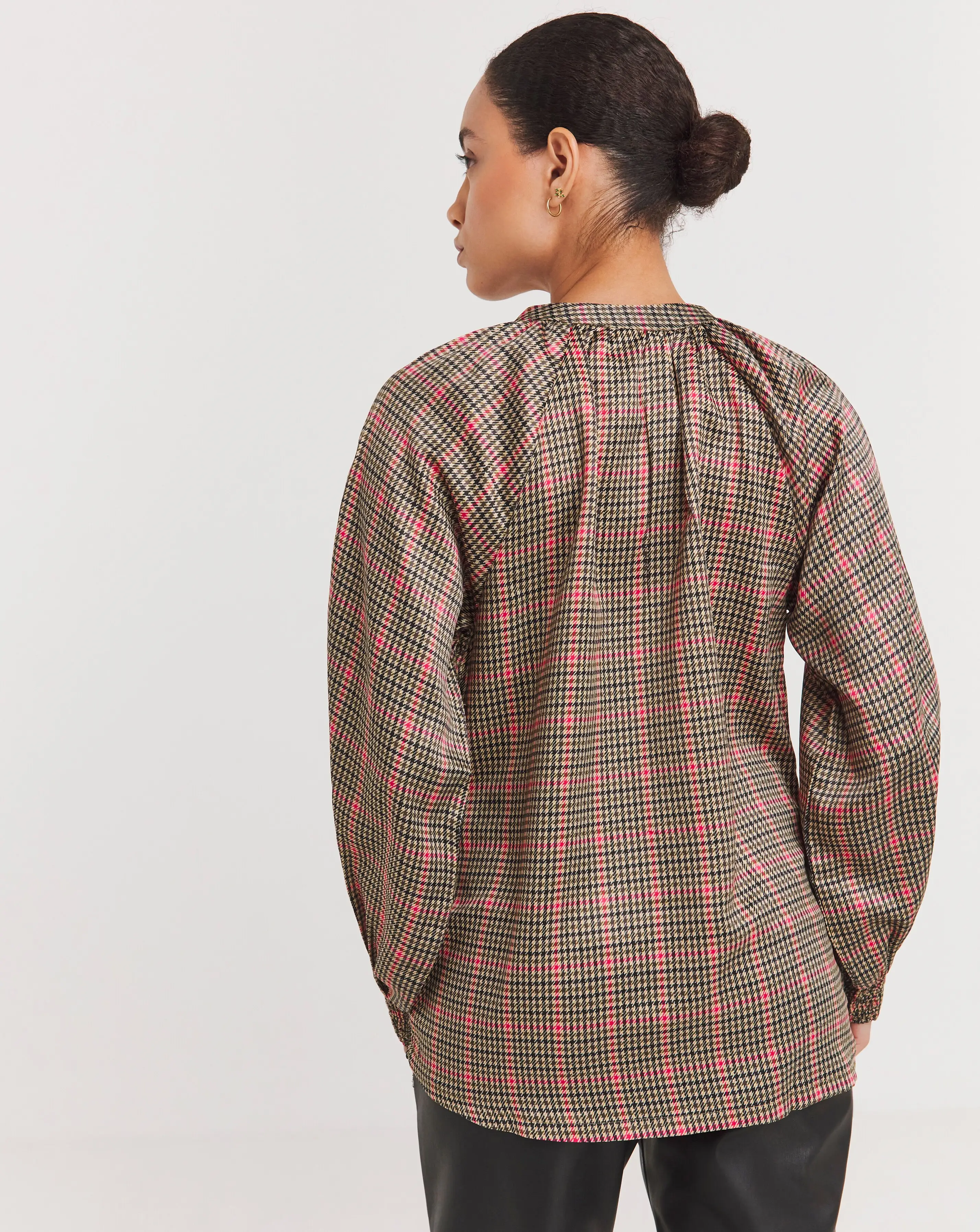 Check Print Satin Top With Keyhole 3 Check Print Satin Top With Keyhole