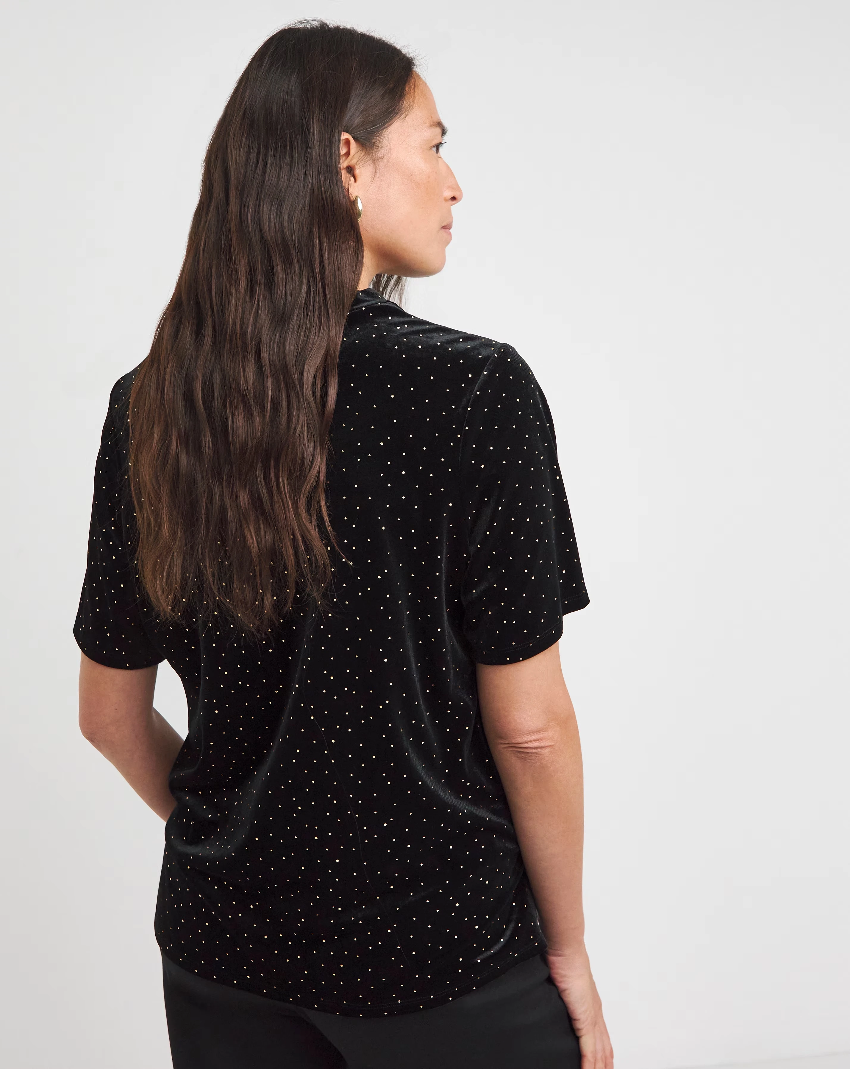 Black Short Sleeve Velvet Heatseal Top 4 Black Short Sleeve Velvet Heatseal Top