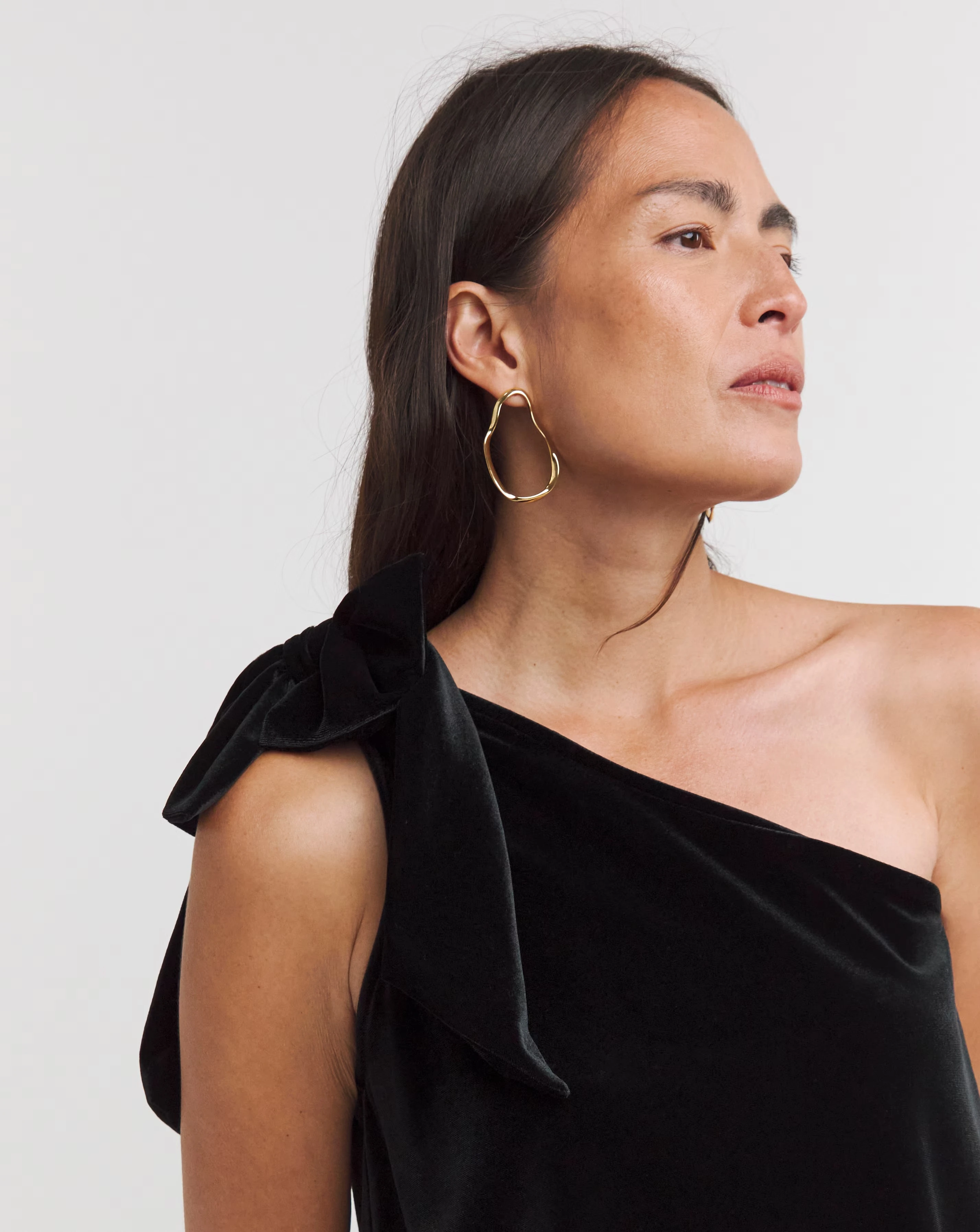 Black One Shoulder Bow Velvet Top 1 Black One Shoulder Bow Velvet Top