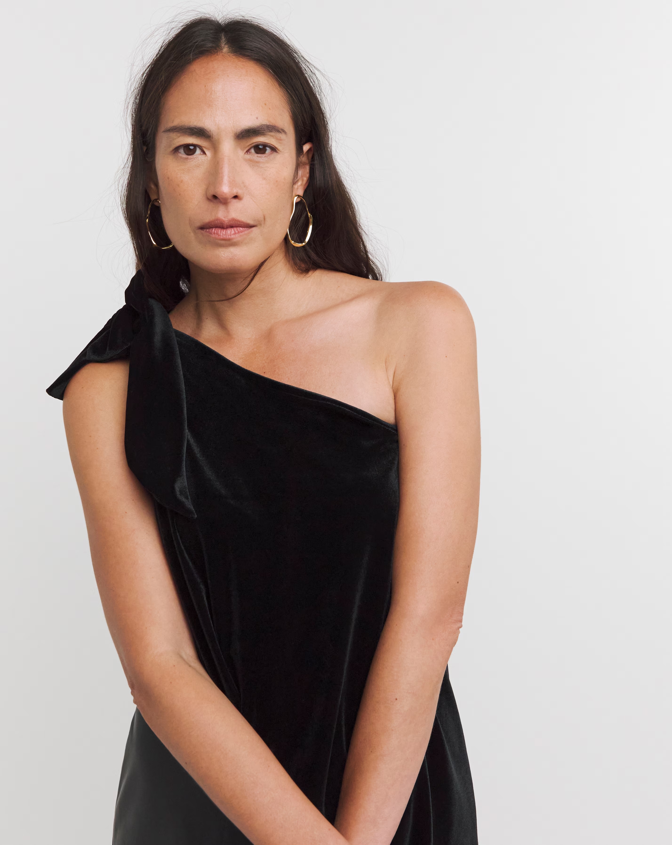 Black One Shoulder Bow Velvet Top 4 Black One Shoulder Bow Velvet Top