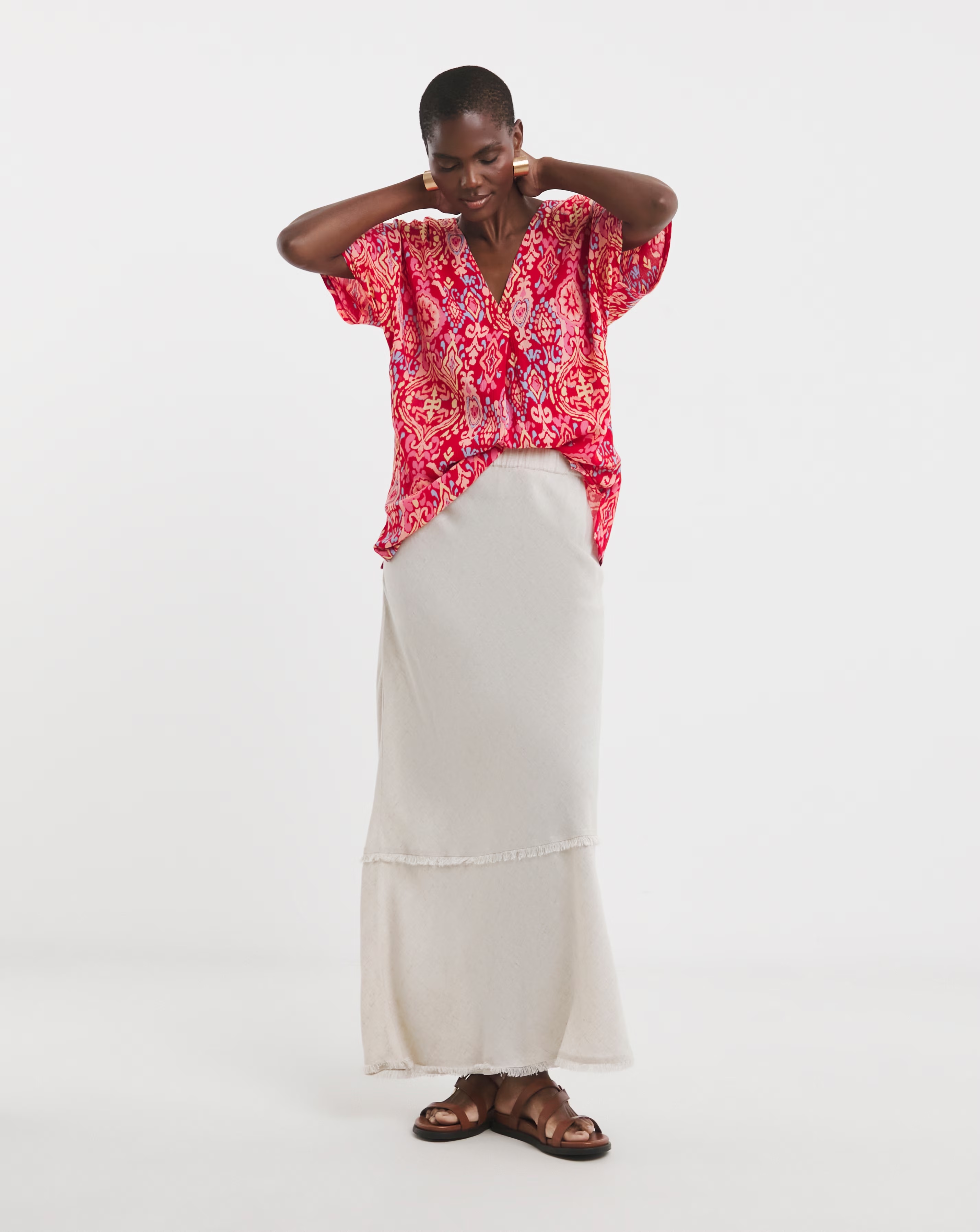 Printed Textured Crinkle Tunic Top 2 Printed Textured Crinkle Tunic Top
