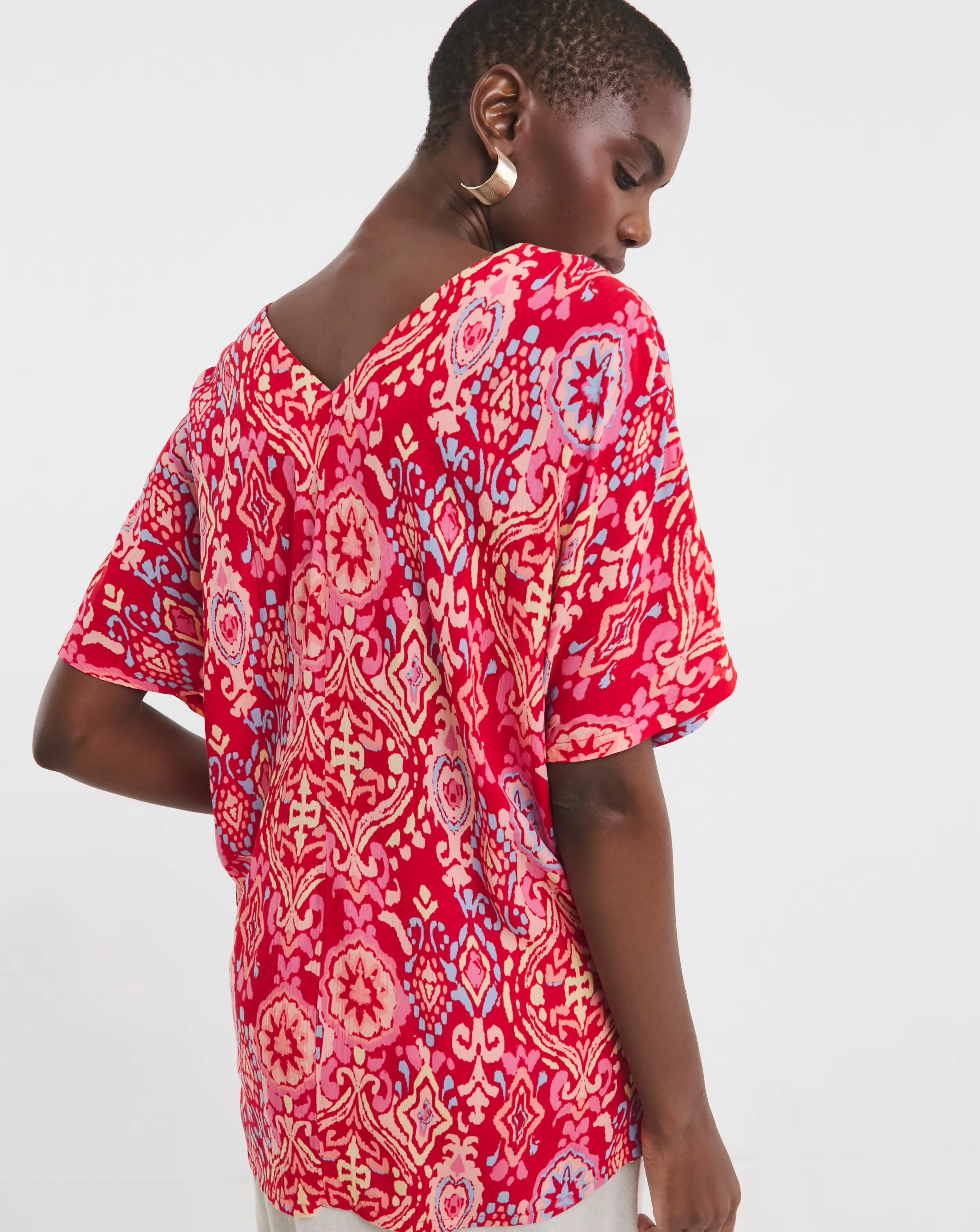 Printed Textured Crinkle Tunic Top 4 Printed Textured Crinkle Tunic Top