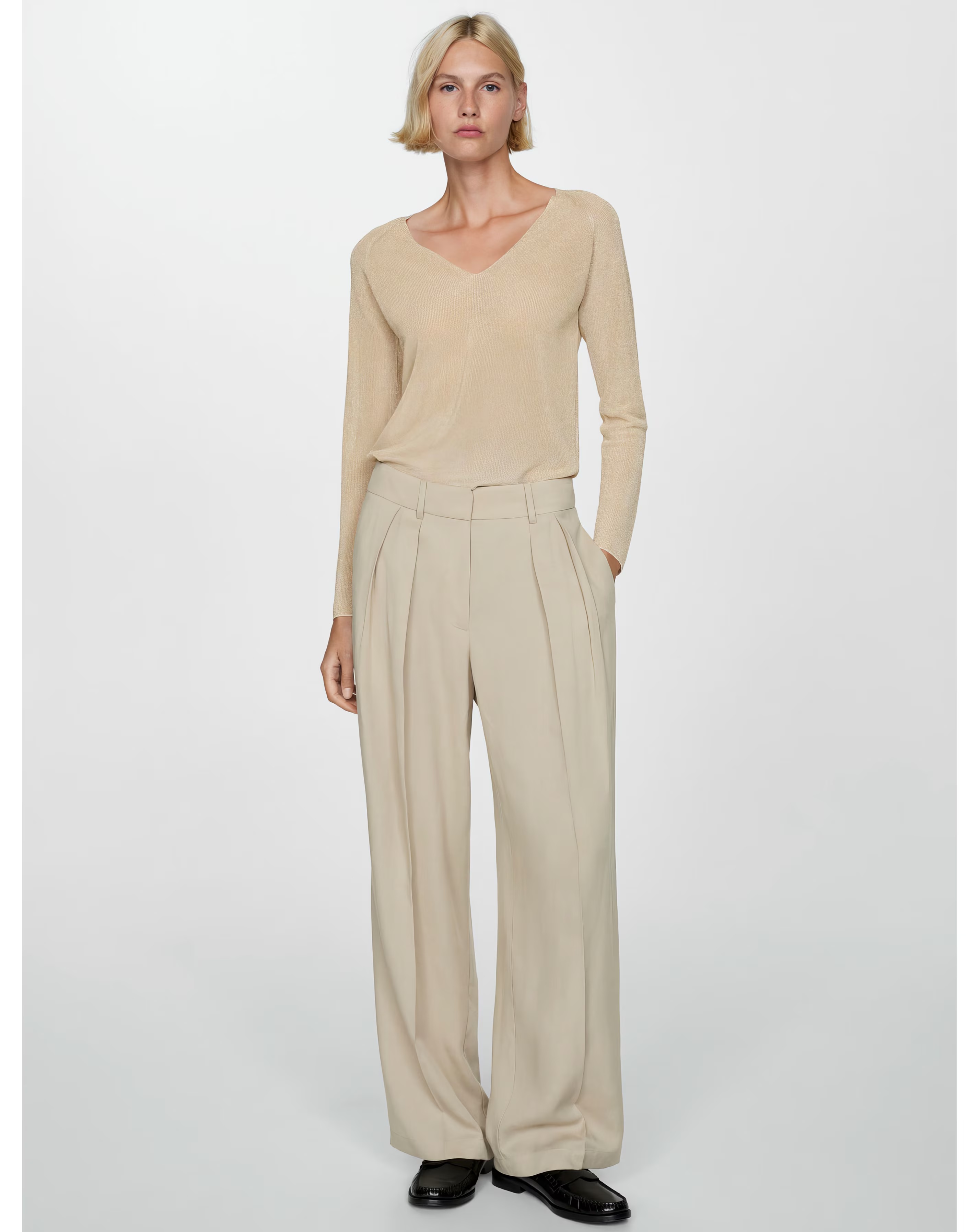 Mango V-Neck Metallic Sweater 1 Mango V-Neck Metallic Sweater