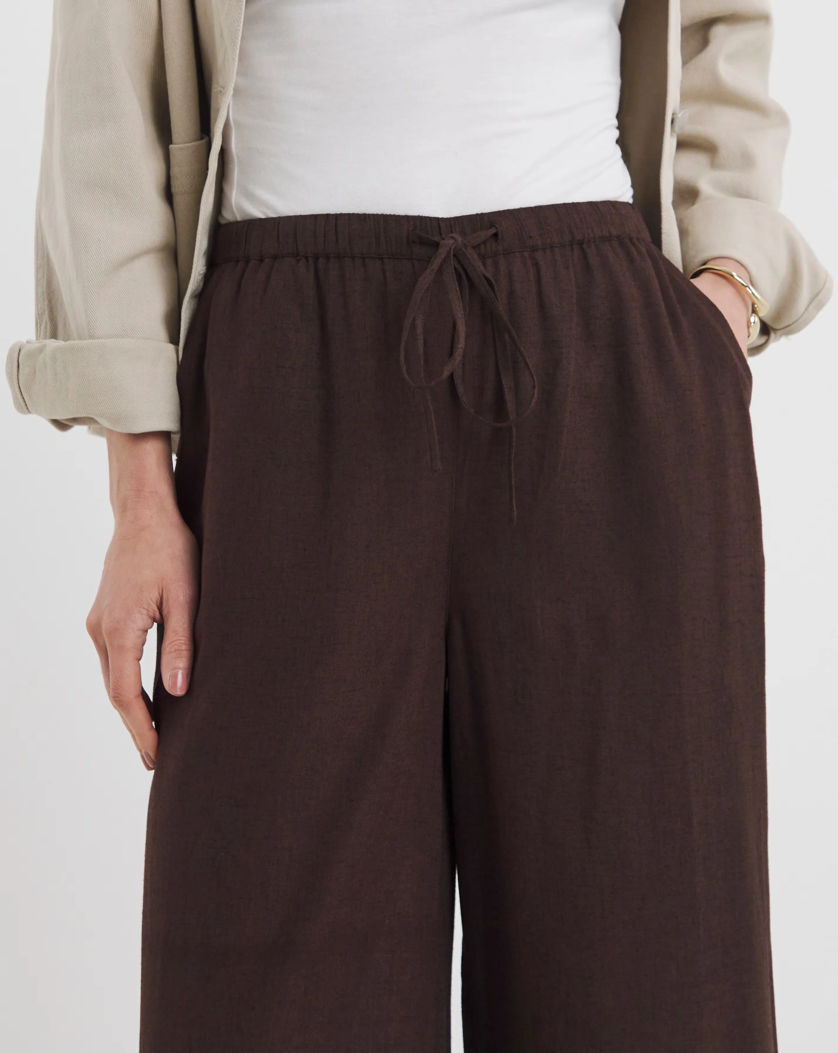 Chocolate Linen Mix Wide Leg Trouser 3 Chocolate Linen Mix Wide Leg Trouser