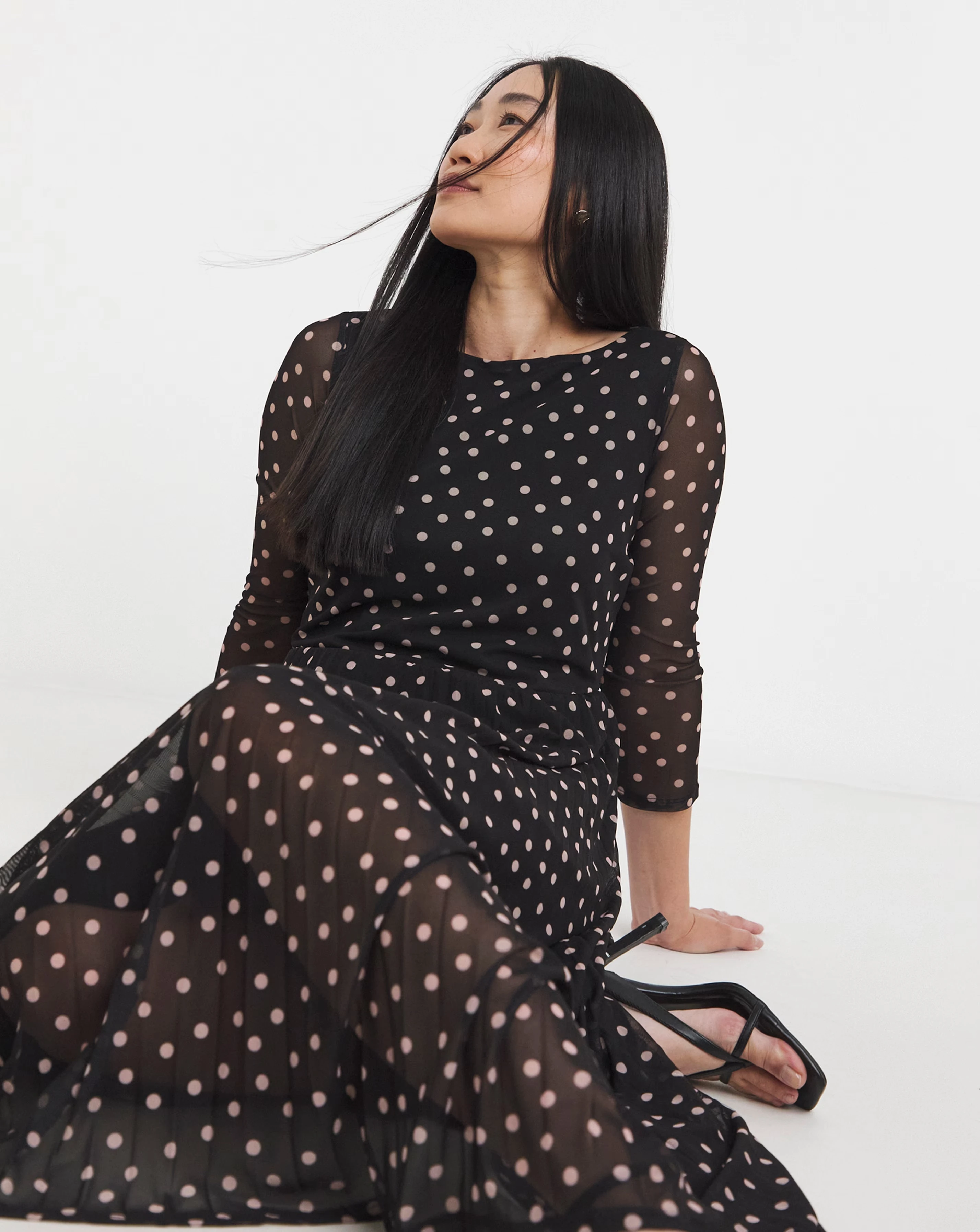 Mesh Pleated Ballet Slash Neck Dress 4 Mesh Pleated Ballet Slash Neck Dress
