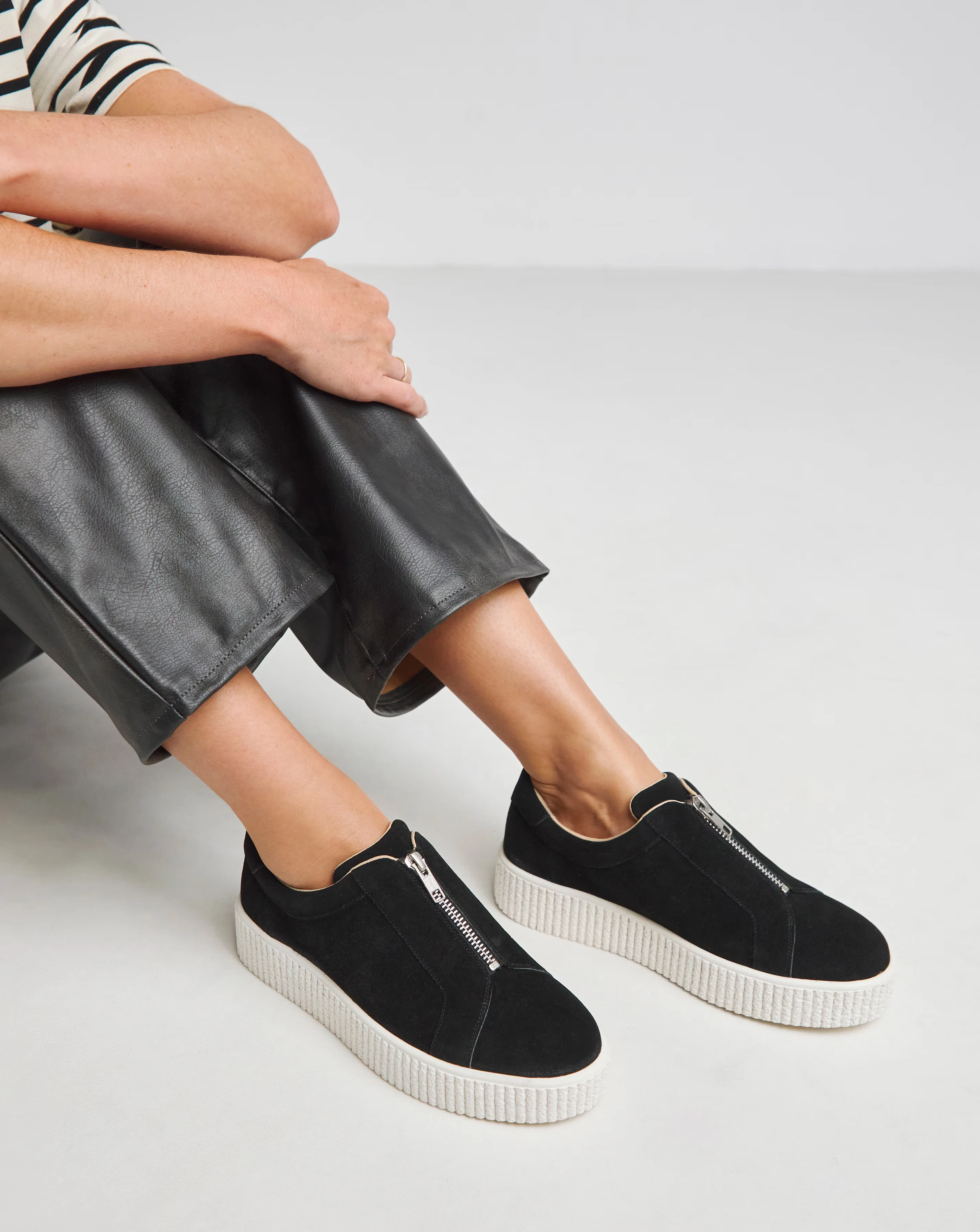 Meridian Zip Up Leather Trainer - Wide Fit (E) 1 Meridian Zip Up Leather Trainer - Wide Fit (E)
