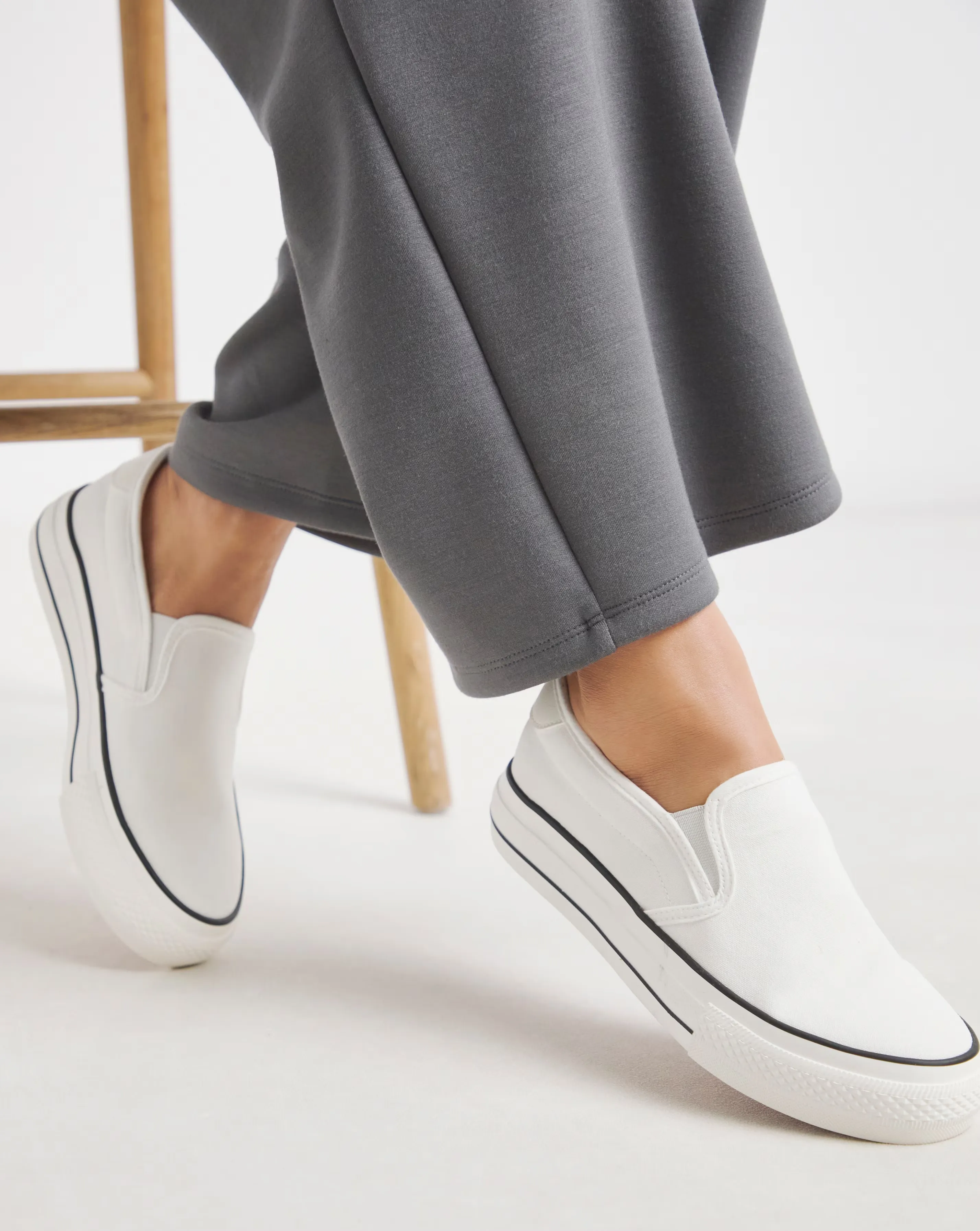 Cali Slip On Canvas Trainer - Wide Fit (E) 1 Cali Slip On Canvas Trainer - Wide Fit (E)