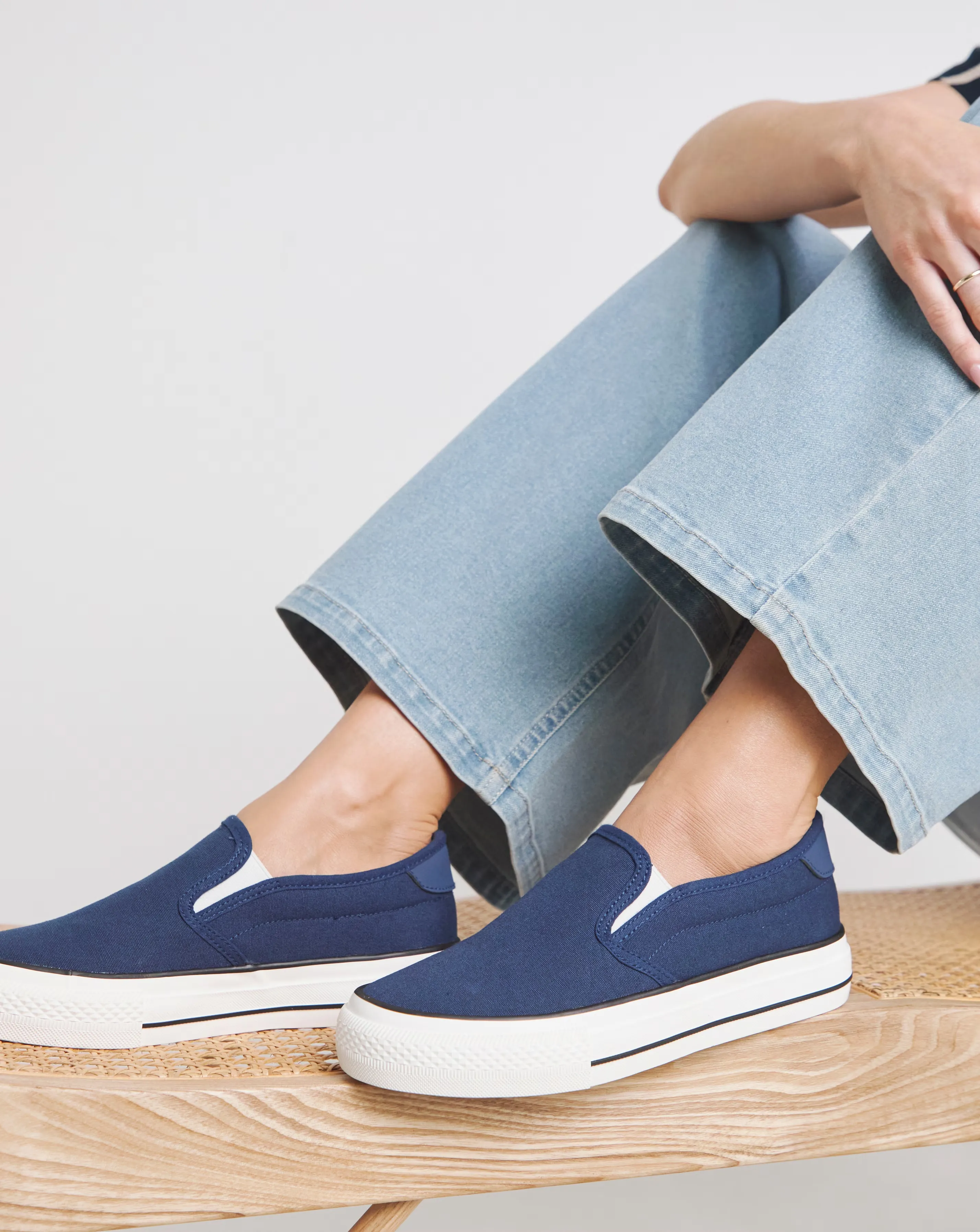 Cali Slip On Canvas Trainer - Wide Fit (E) 1 Cali Slip On Canvas Trainer - Wide Fit (E)