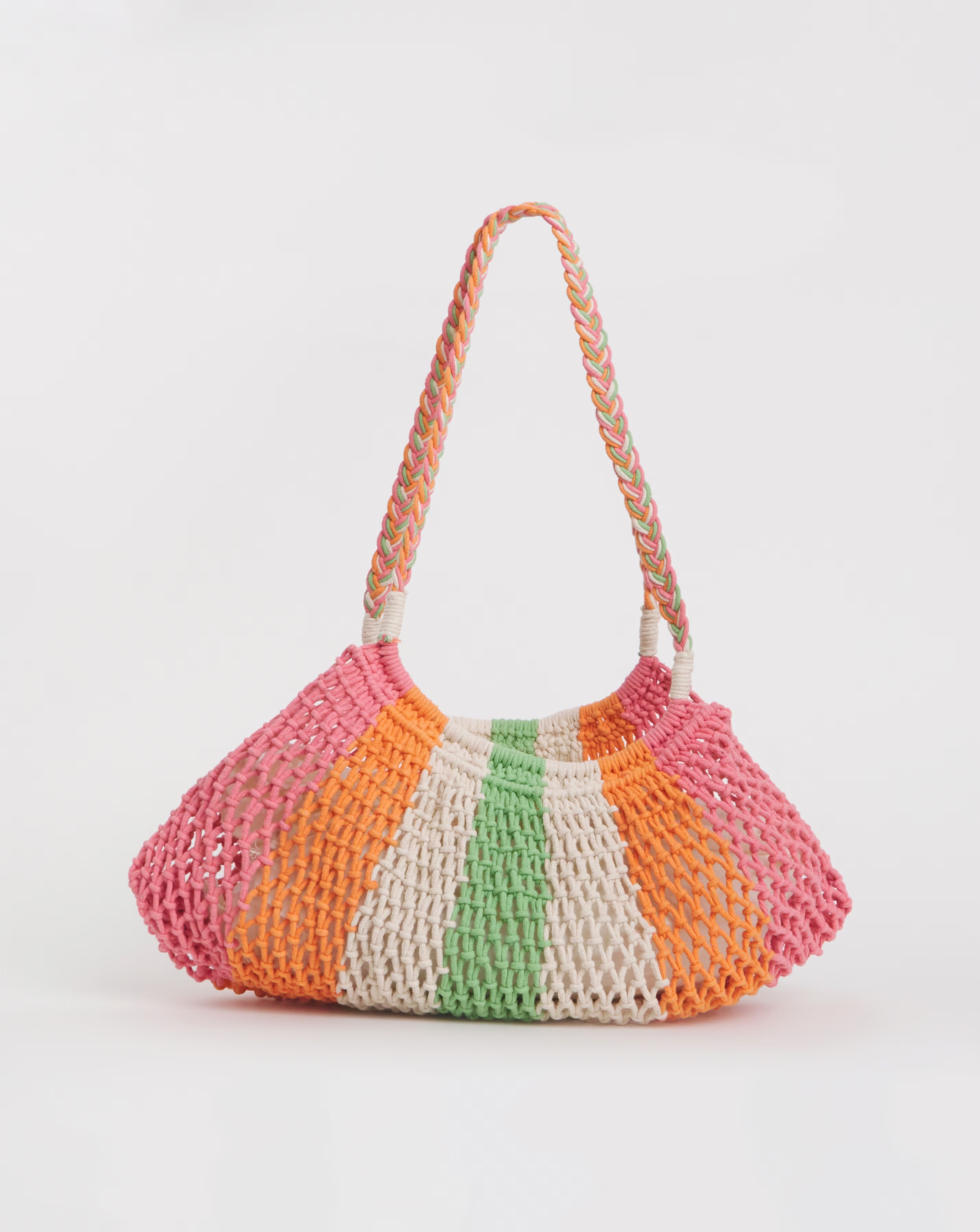 Multi Stripe Crochet Shopper Bag 1 Multi Stripe Crochet Shopper Bag