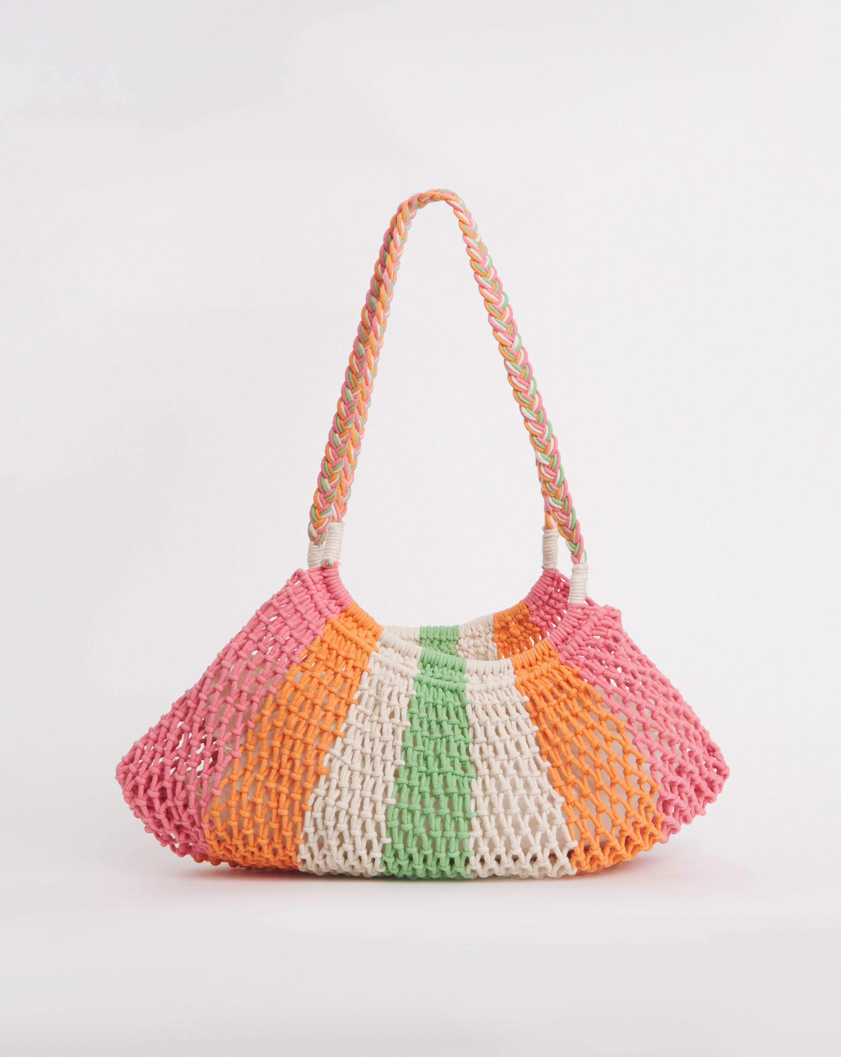 Multi Stripe Crochet Shopper Bag 2 Multi Stripe Crochet Shopper Bag