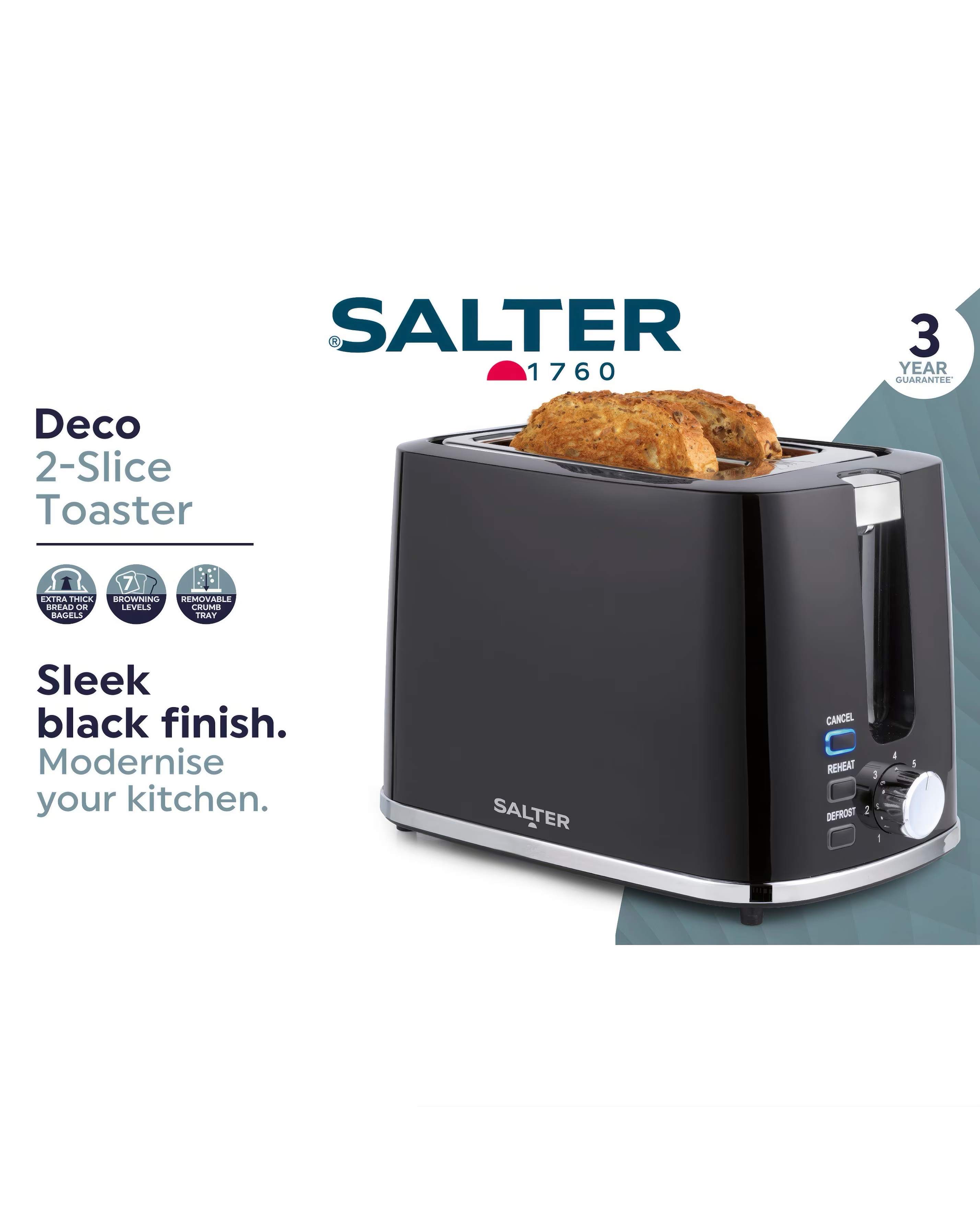 Salter Deco 2 Slice Toaster and Rapid Boil Kettle Bundle 3 Salter Deco 2 Slice Toaster and Rapid Boil Kettle Bundle