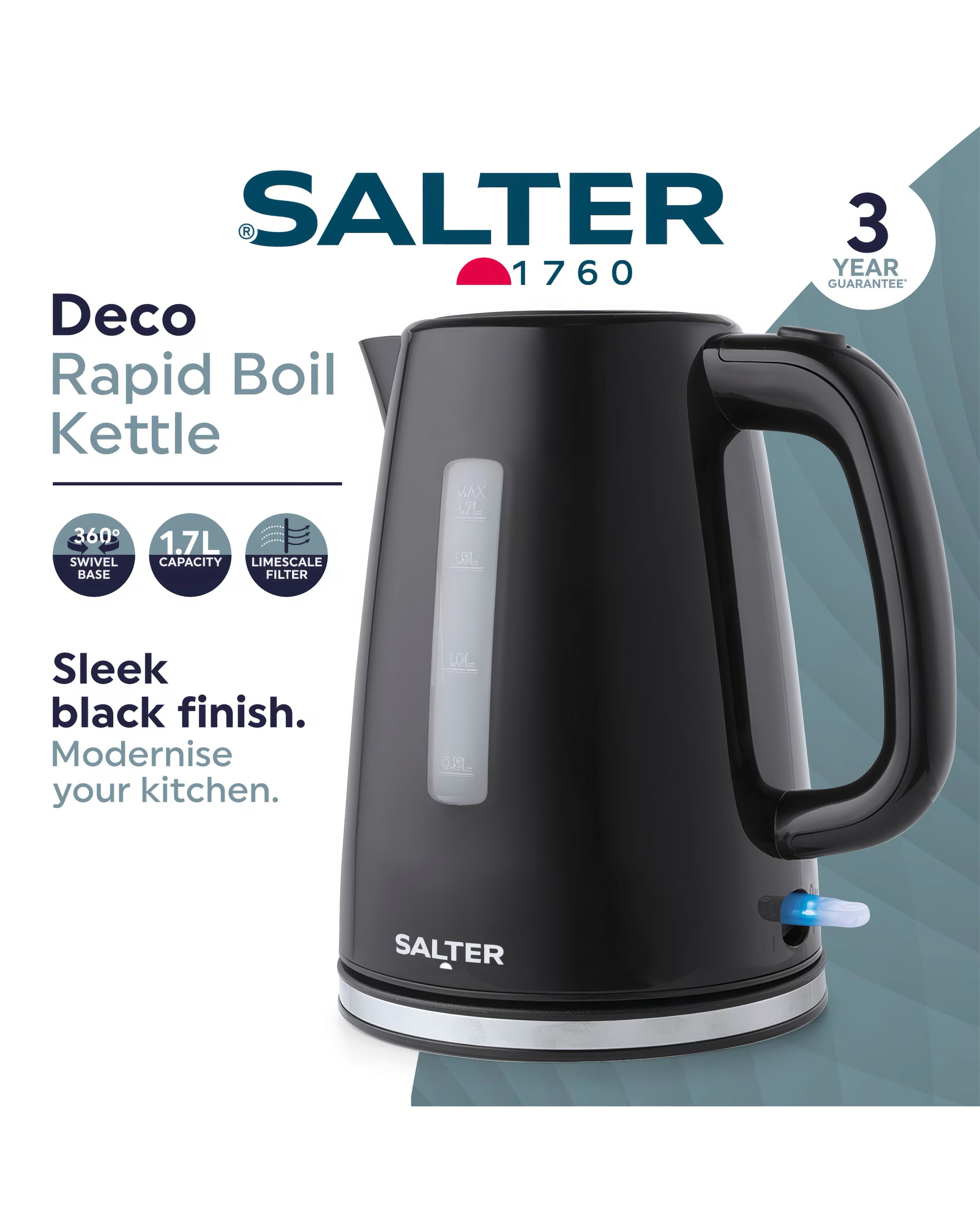 Salter Deco 2 Slice Toaster and Rapid Boil Kettle Bundle 4 Salter Deco 2 Slice Toaster and Rapid Boil Kettle Bundle