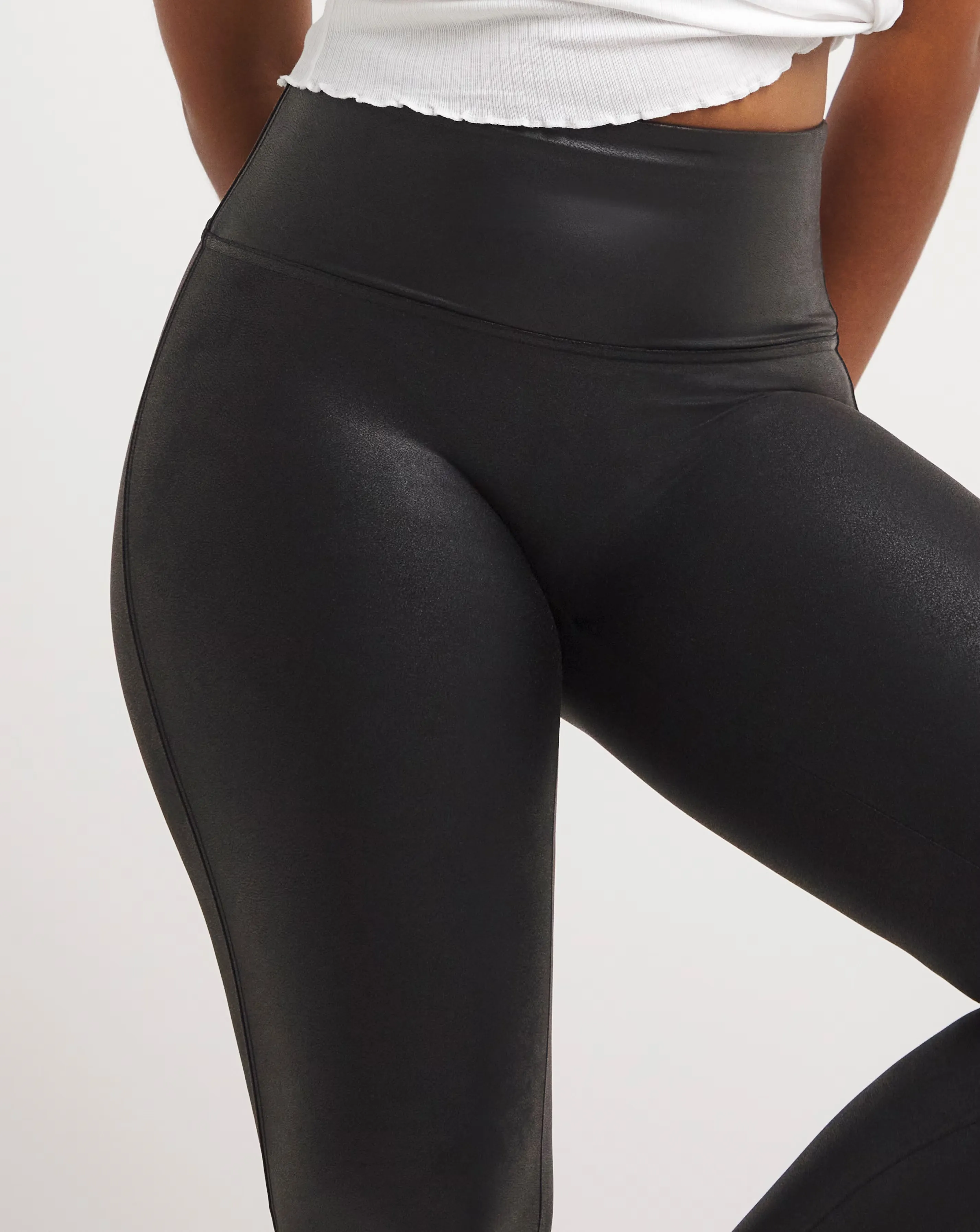 Spanx Medium Control Faux Leather Leggings Black 4 Spanx Medium Control Faux Leather Leggings Black