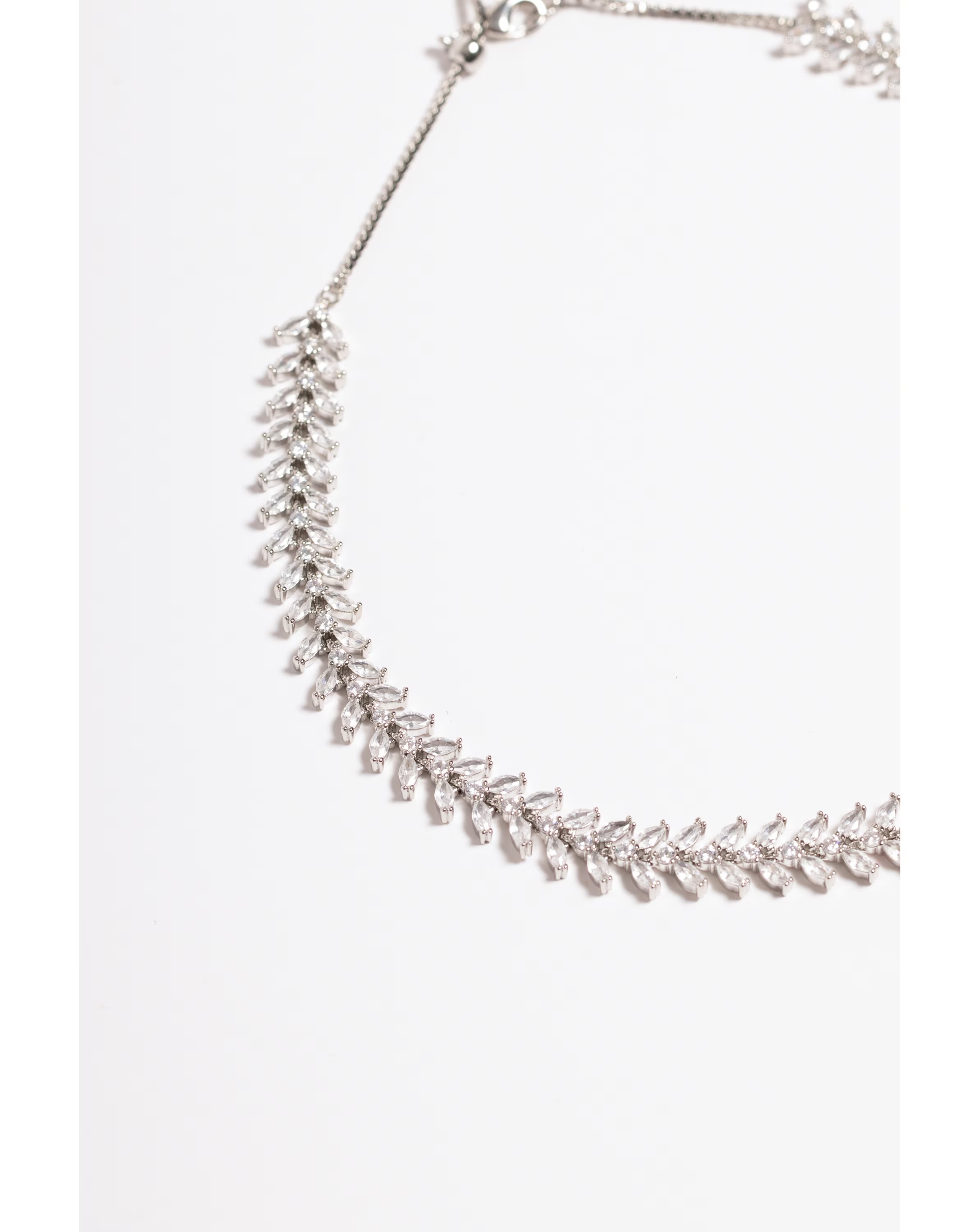 Jon Richard Rhodium Plated CZ Leaf Adjustable Toggle Necklace - Gift Boxed 3 Jon Richard Rhodium Plated CZ Leaf Adjustable Toggle Necklace - Gift Boxed