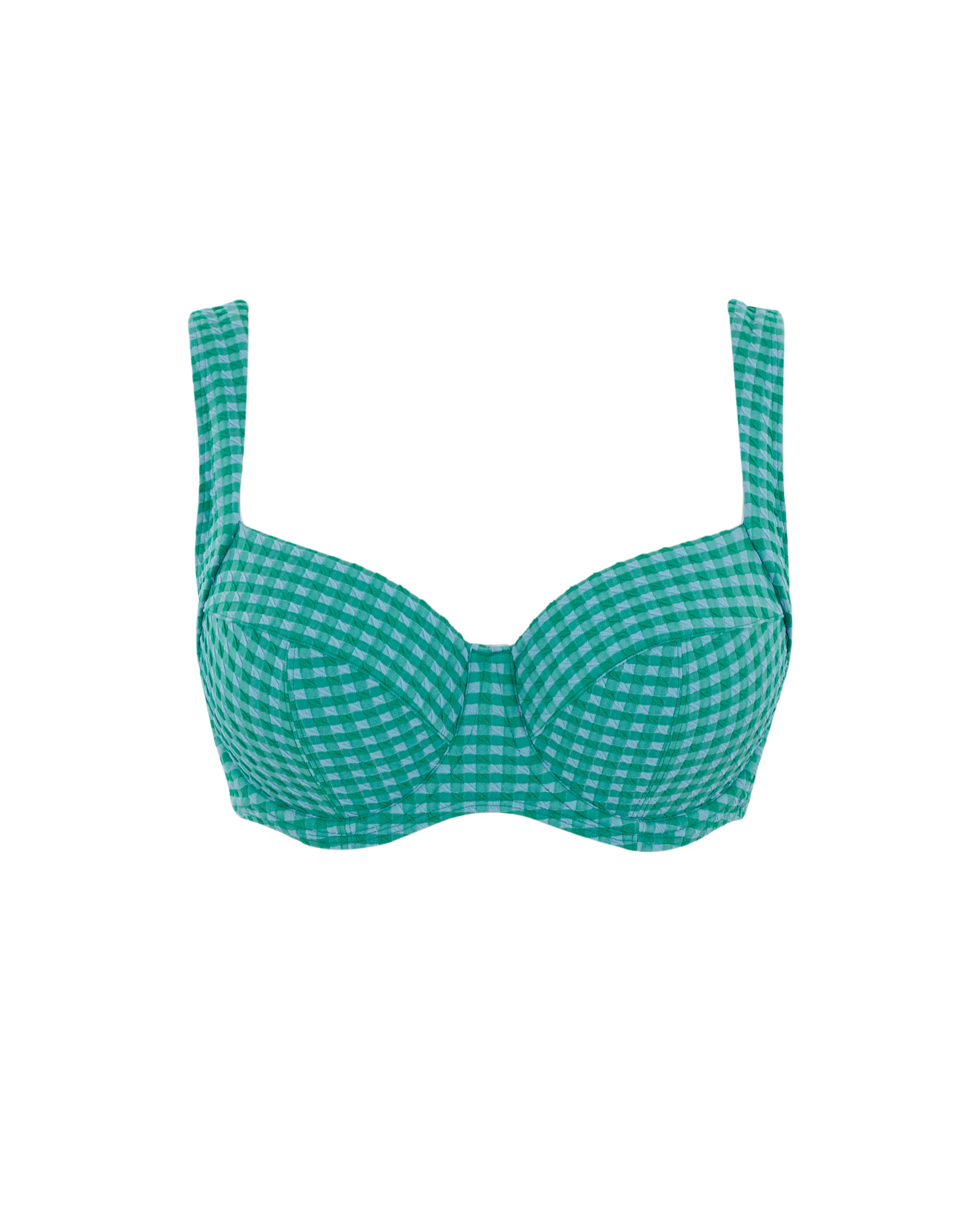 Panache Olivia Full Cup Wired Bikini Top Green Gingham 4 Panache Olivia Full Cup Wired Bikini Top Green Gingham